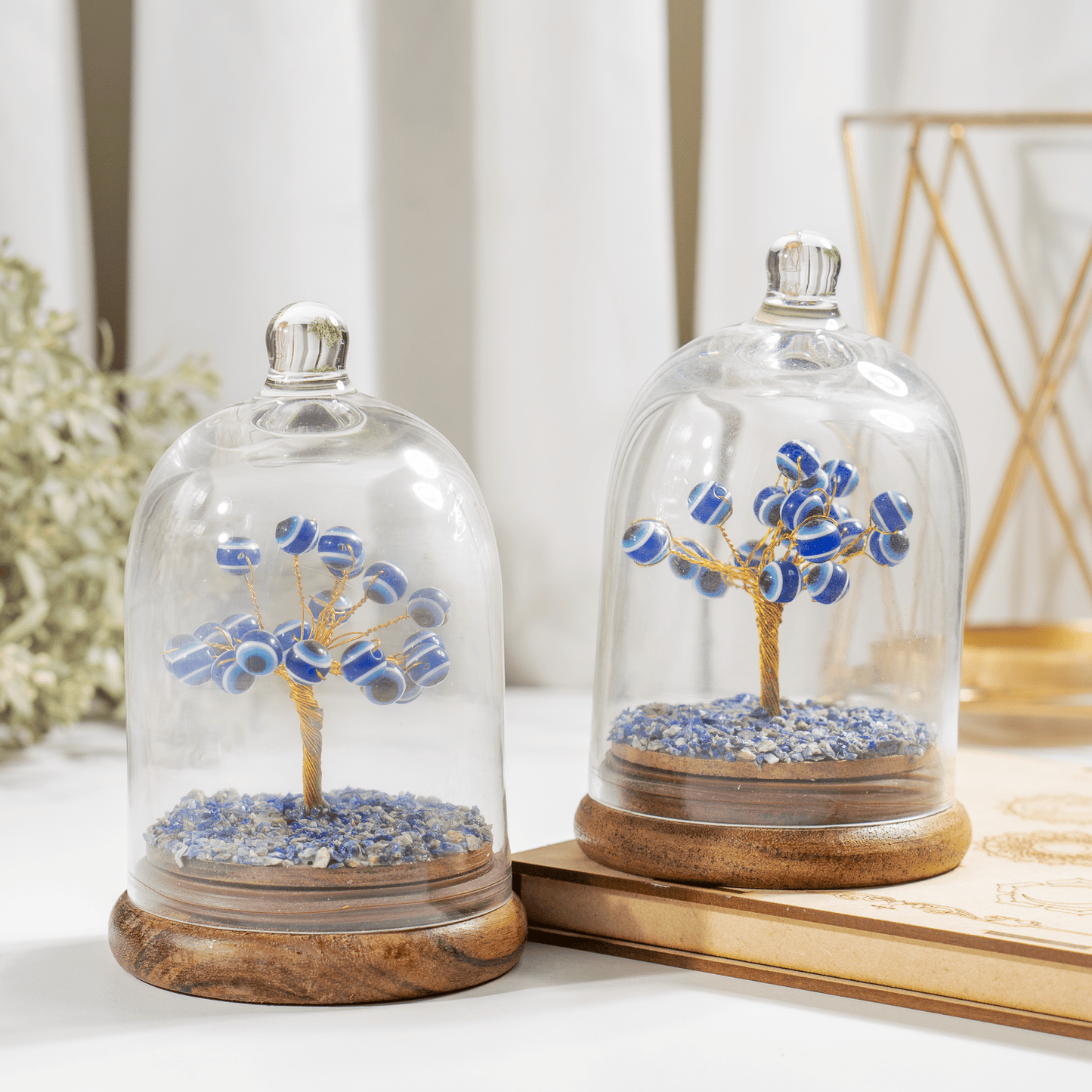 Evil Eye Dome Tree | Natural Crystal Decor | Feng Shui Tree | Healing Gemstone Bonsai | Home, Office Decor
