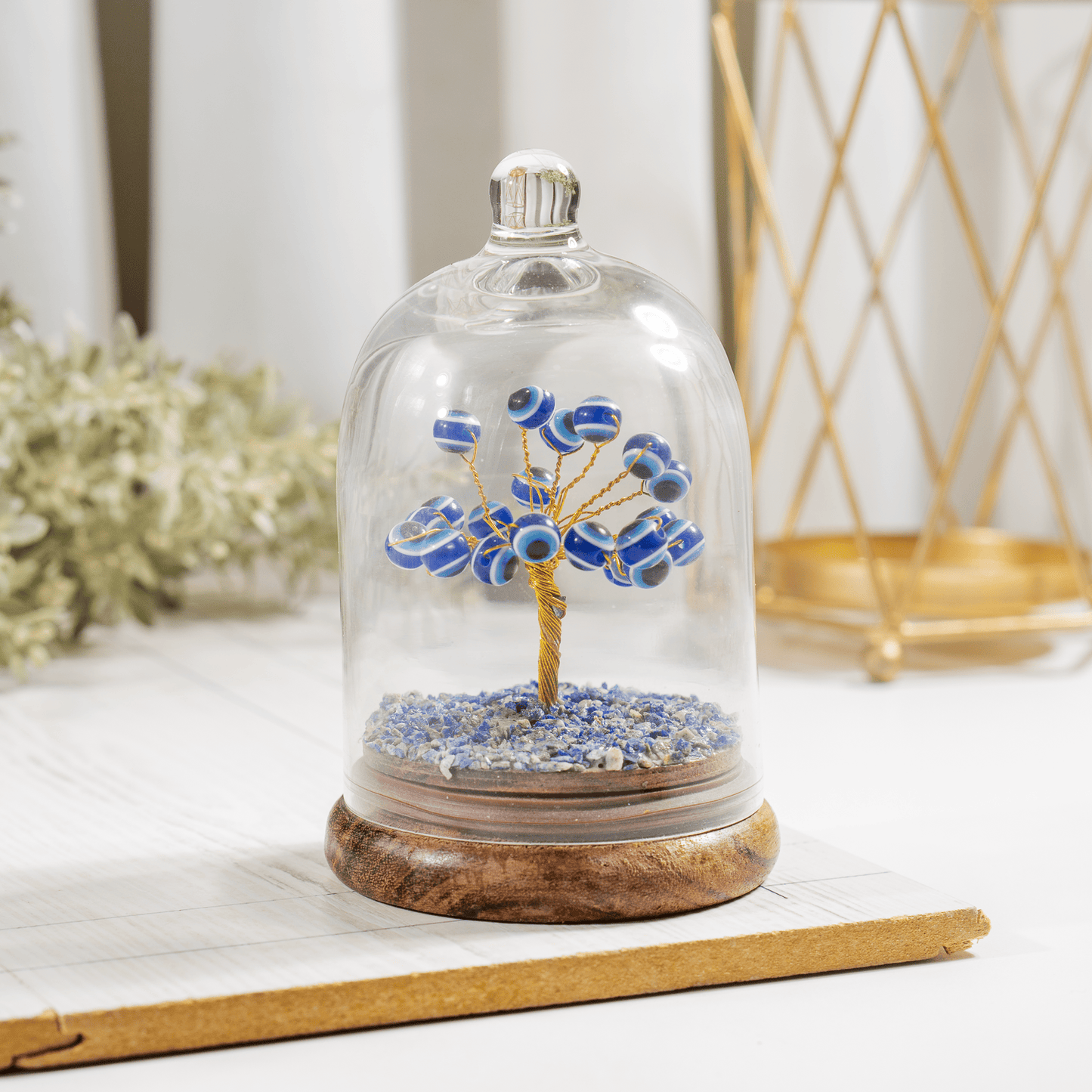 Evil Eye Dome Tree | Natural Crystal Decor | Feng Shui Tree | Healing Gemstone Bonsai | Home, Office Decor