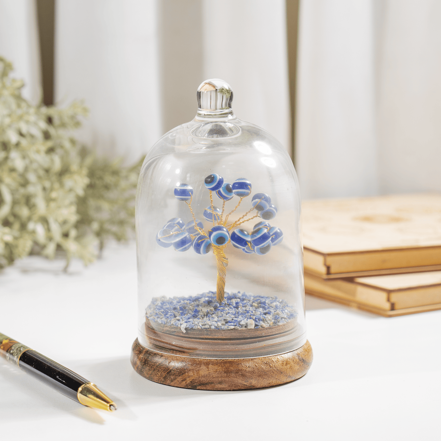 Evil Eye Dome Tree | Natural Crystal Decor | Feng Shui Tree | Healing Gemstone Bonsai | Home, Office Decor