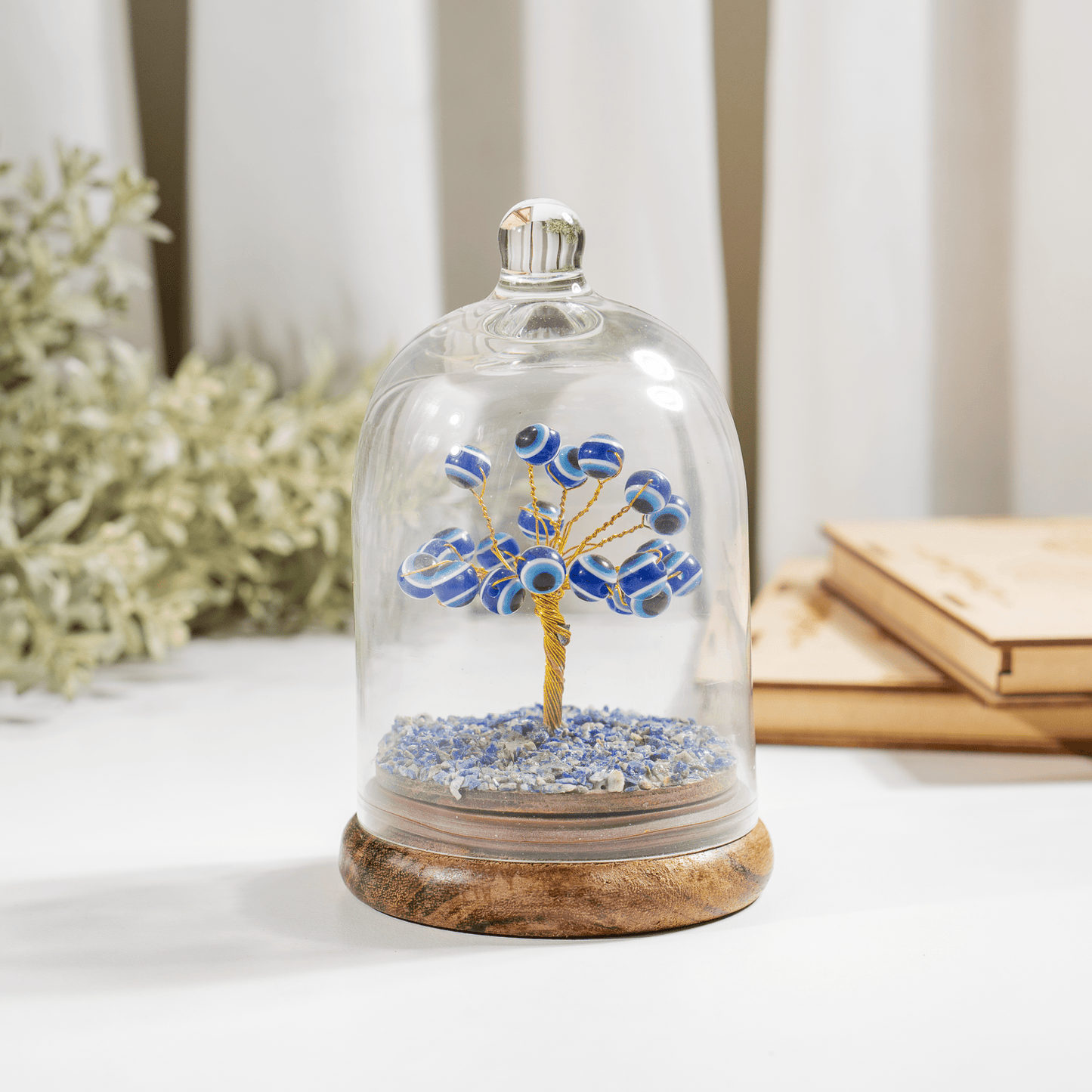 Evil Eye Dome Tree | Natural Crystal Decor | Feng Shui Tree | Healing Gemstone Bonsai | Home, Office Decor