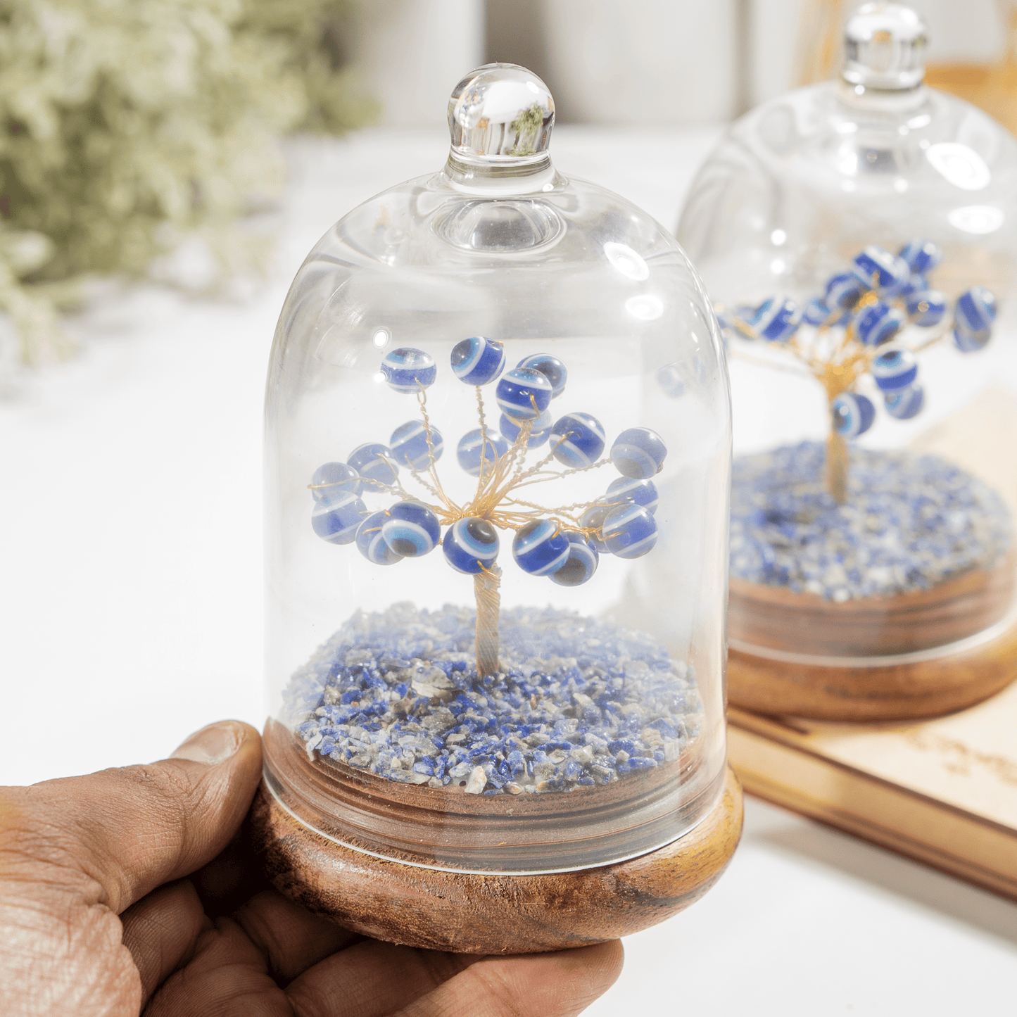 Evil Eye Dome Tree | Natural Crystal Decor | Feng Shui Tree | Healing Gemstone Bonsai | Home, Office Decor