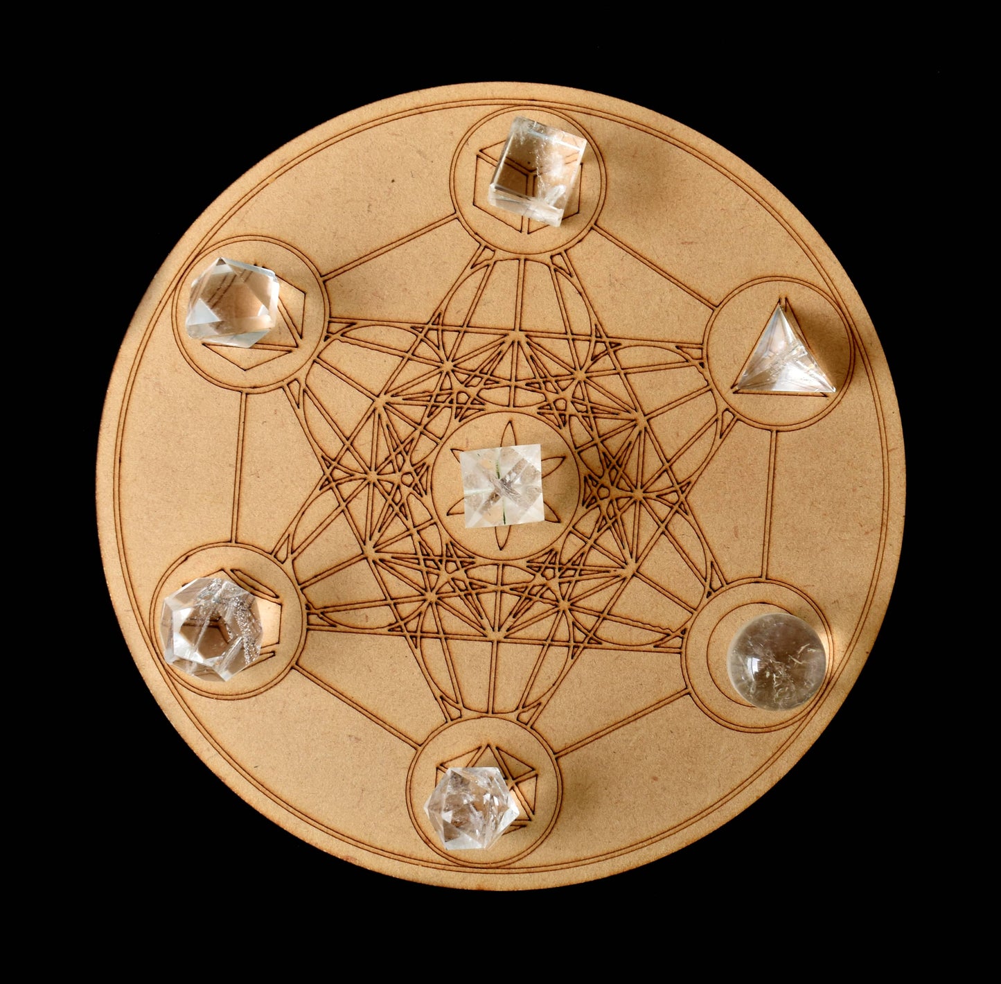 7 pcs Crystal Quartz Platonic Solids Sacred Geometric Set, Crystal Geometry Set