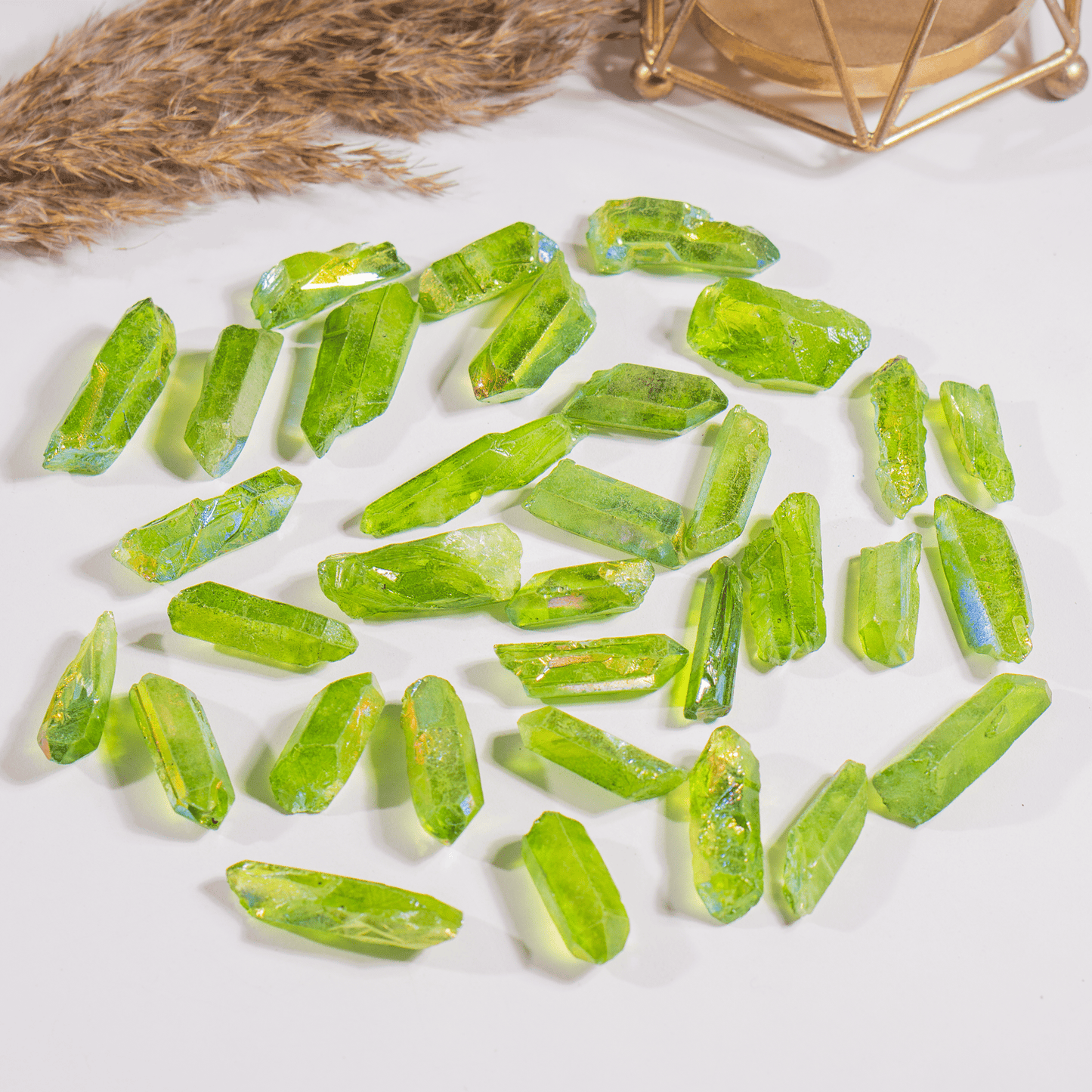 Green Aura Quartz Points – Raw Aura Quartz Crystal Points, Natural Green Quartz Healing Crystals
