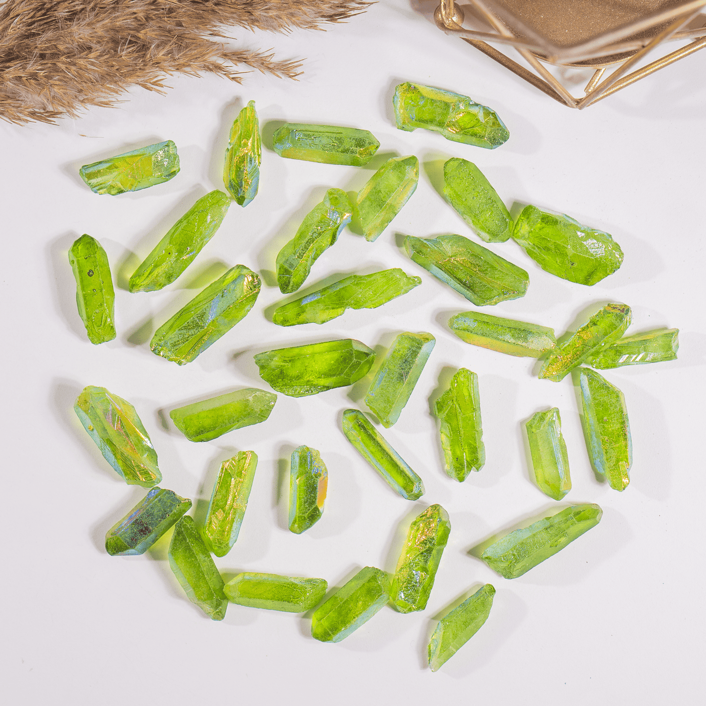 Green Aura Quartz Points – Raw Aura Quartz Crystal Points, Natural Green Quartz Healing Crystals