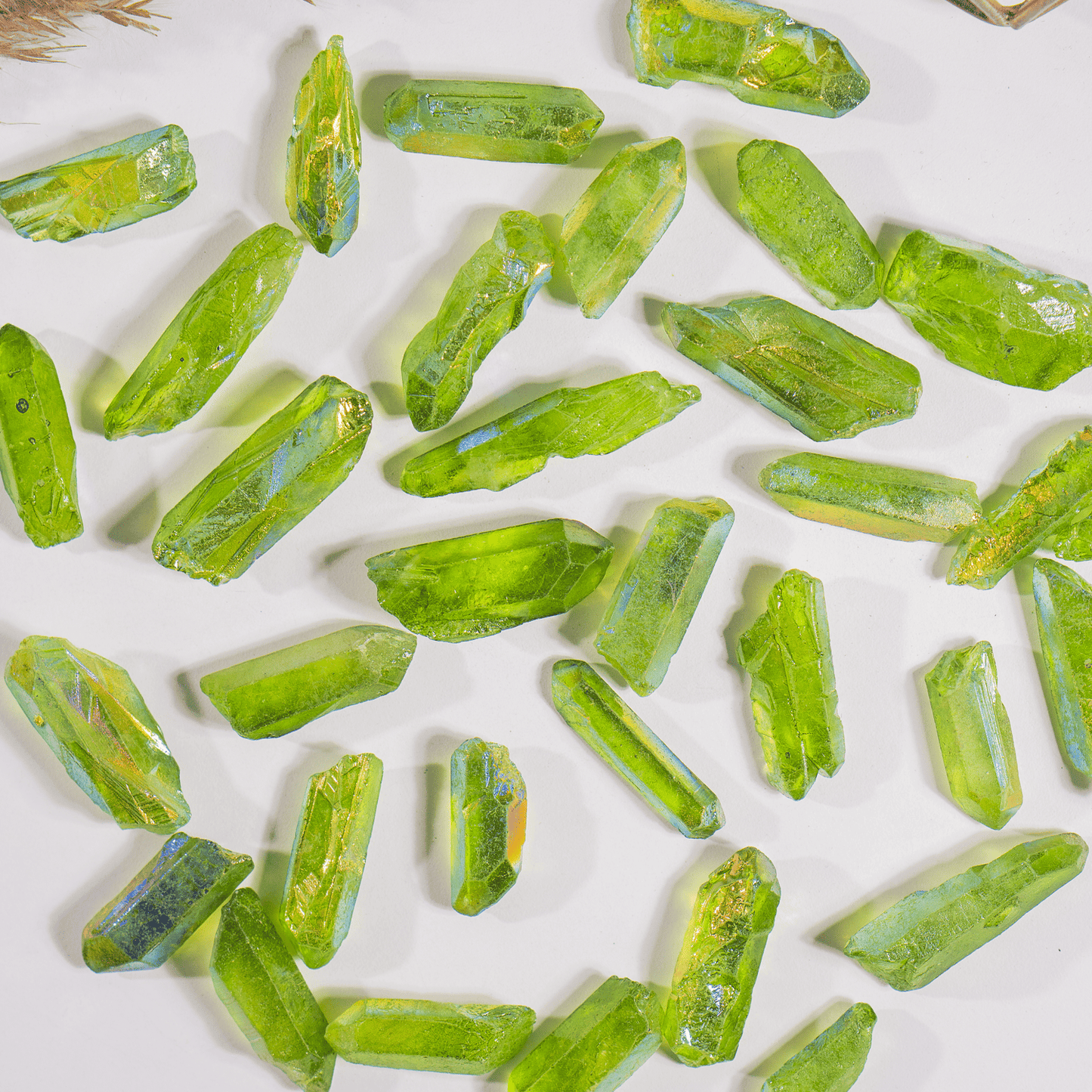 Green Aura Quartz Points – Raw Aura Quartz Crystal Points, Natural Green Quartz Healing Crystals