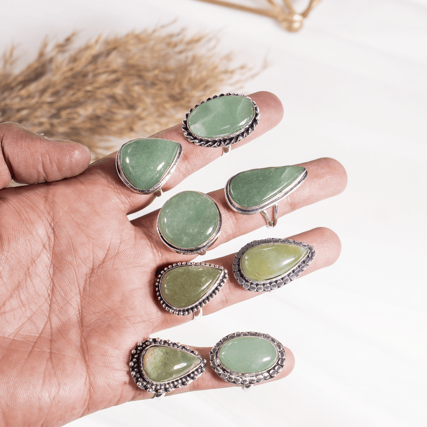 Green Jade Ring | Adjustable Ring | Gemstone Ring  | Boho Ring | Gemstone Ring