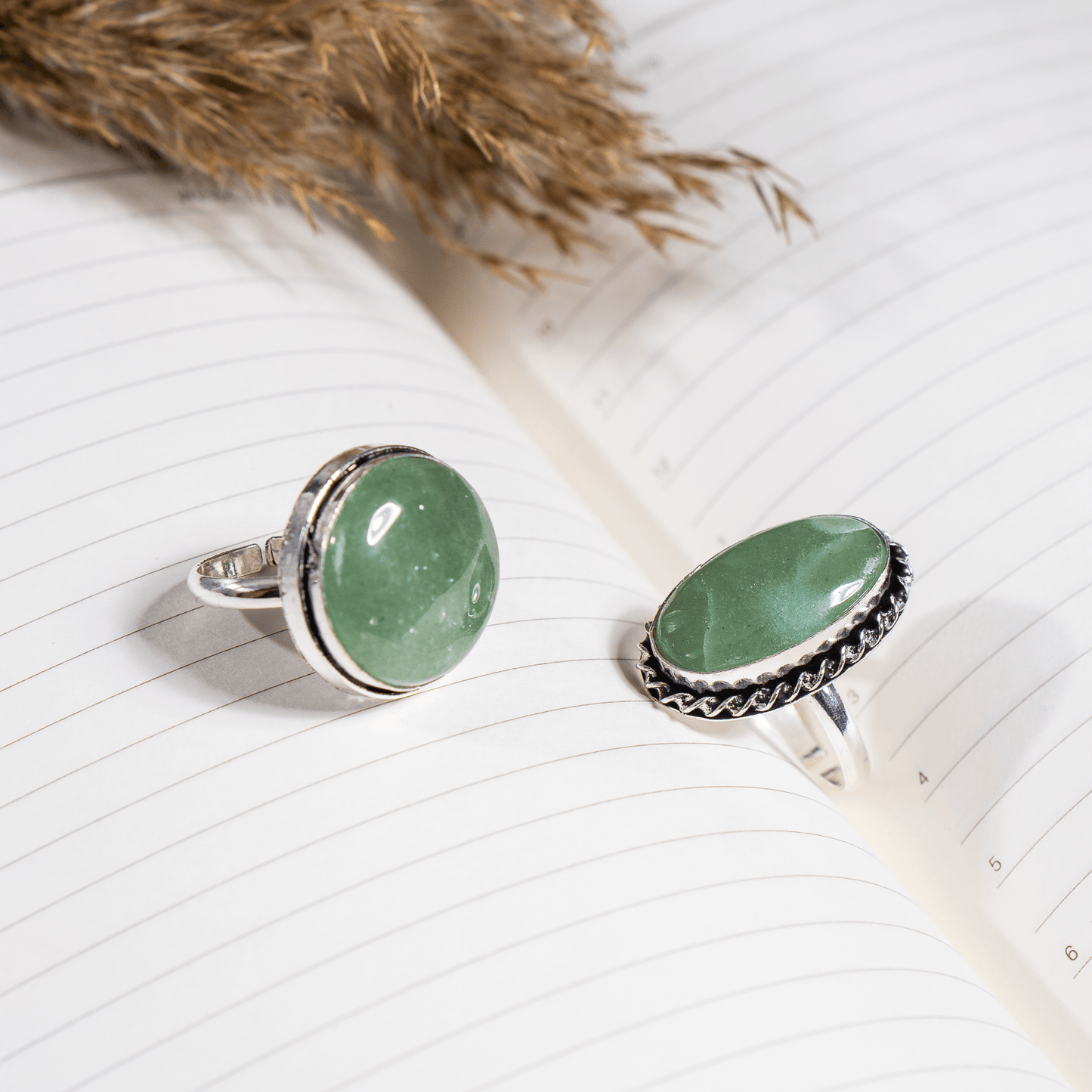Green Jade Ring | Adjustable Ring | Gemstone Ring  | Boho Ring | Gemstone Ring