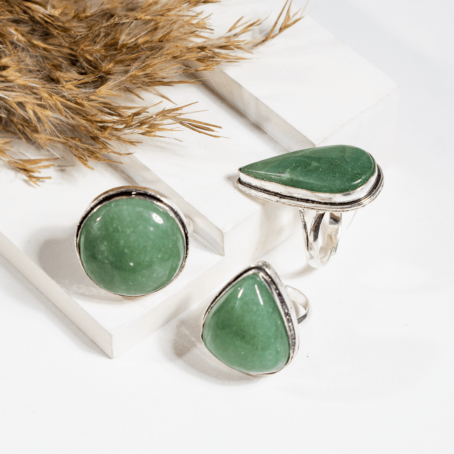 Green Jade Ring | Adjustable Ring | Gemstone Ring  | Boho Ring | Gemstone Ring