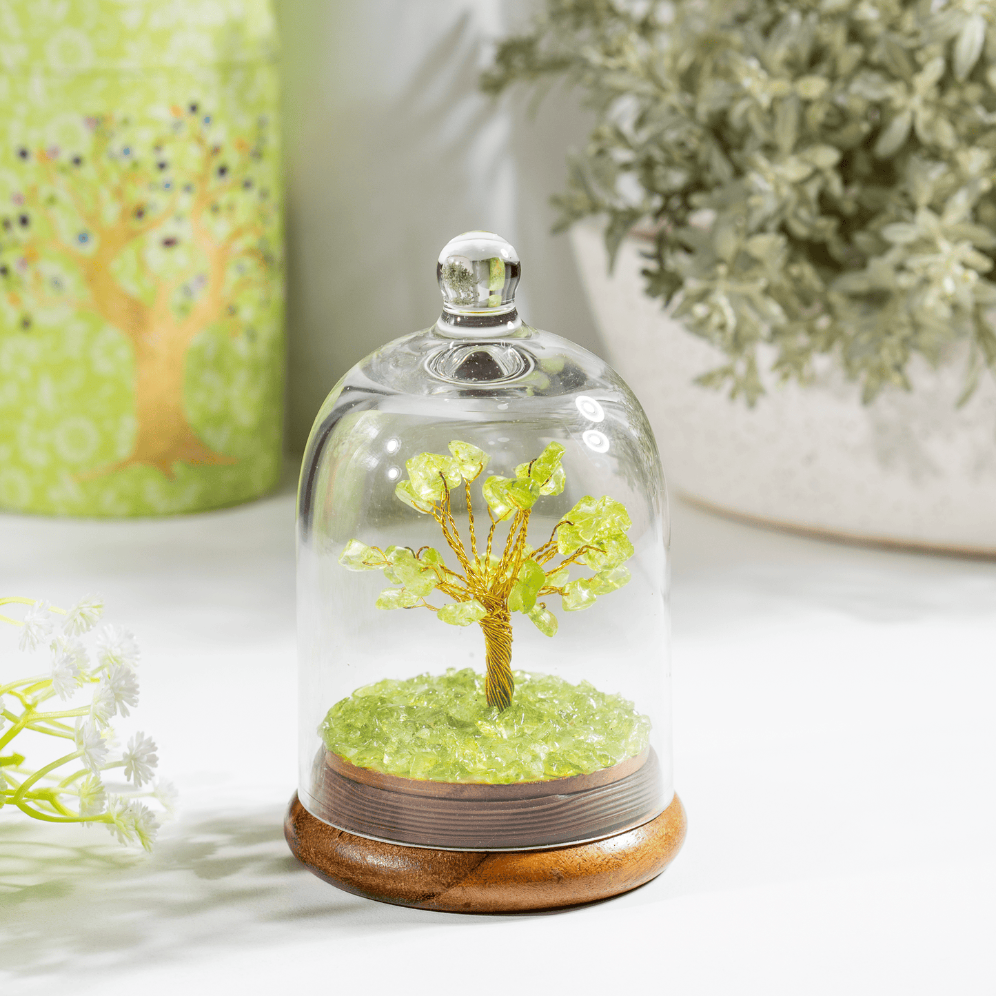 Peridot Dome Tree | Natural Crystal Decor | Feng Shui Tree | Healing Gemstone Bonsai | Home, Office Decor