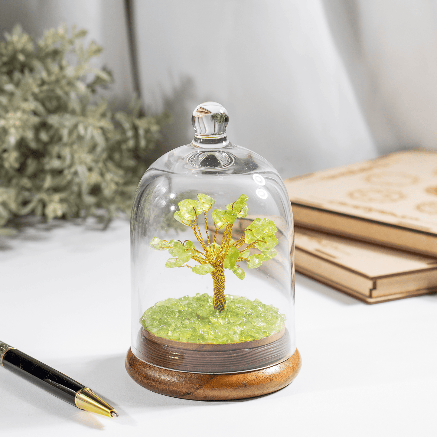 Peridot Dome Tree | Natural Crystal Decor | Feng Shui Tree | Healing Gemstone Bonsai | Home, Office Decor