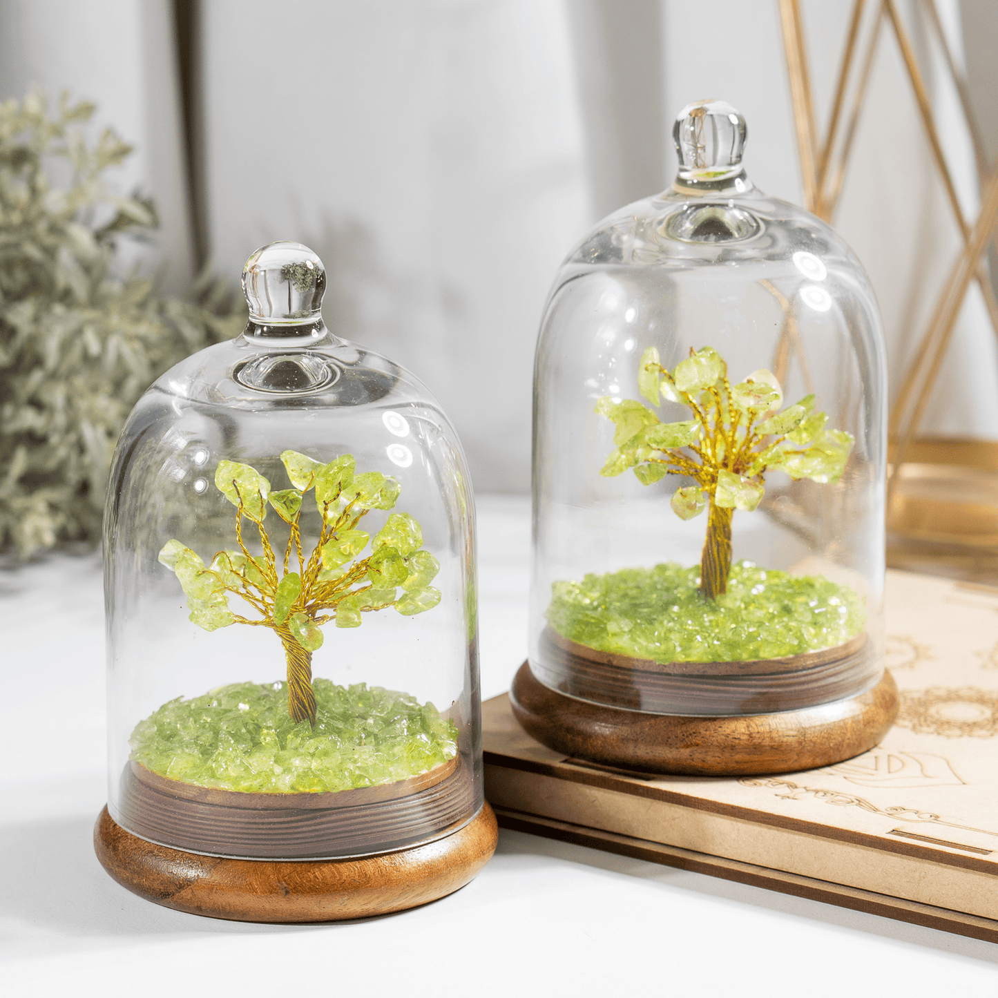 Peridot Dome Tree | Natural Crystal Decor | Feng Shui Tree | Healing Gemstone Bonsai | Home, Office Decor