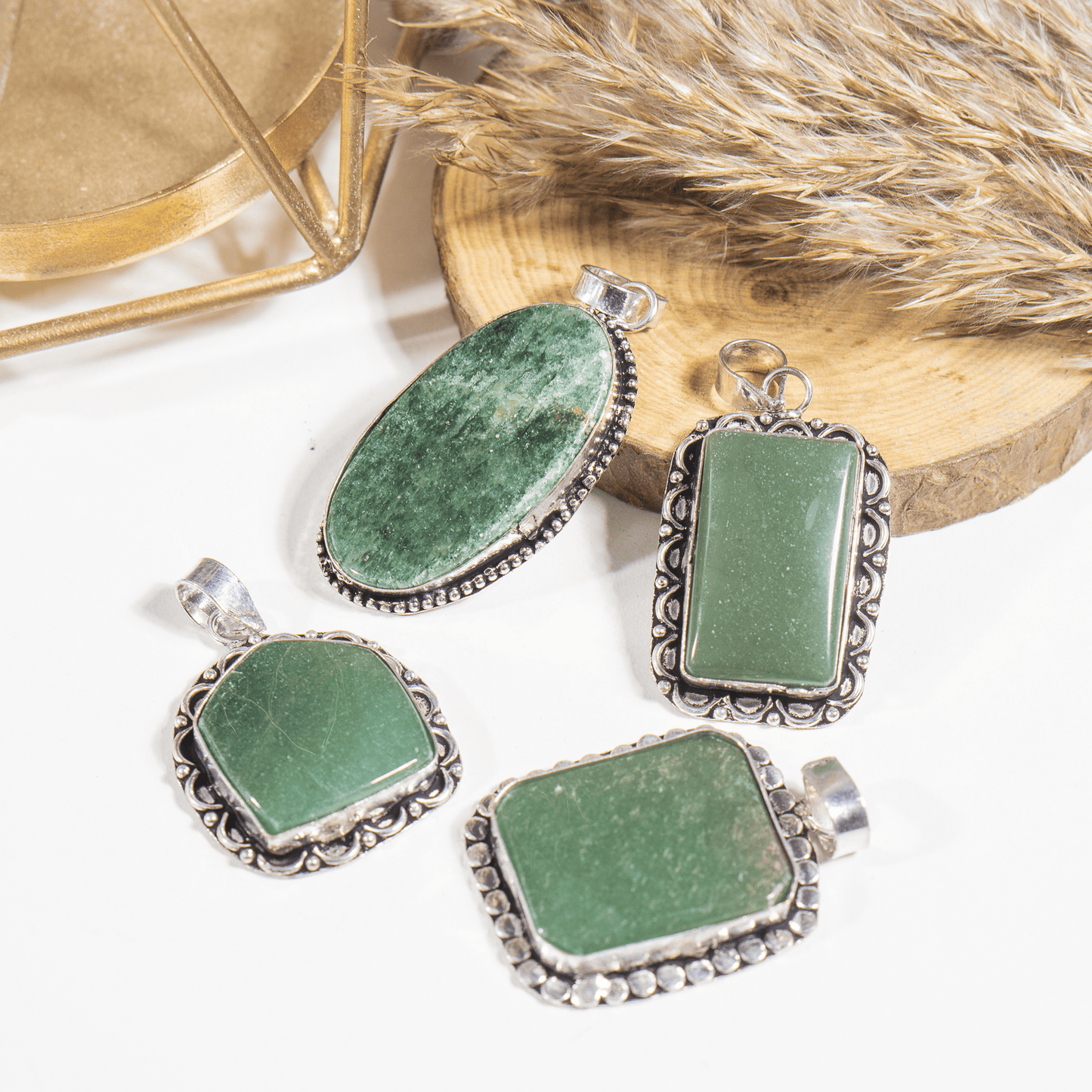 Green Jade Pendant |Crystal Jewelry | Natural Gemstone Pendant | Crystal Charm Jewelry | Boho Pendant