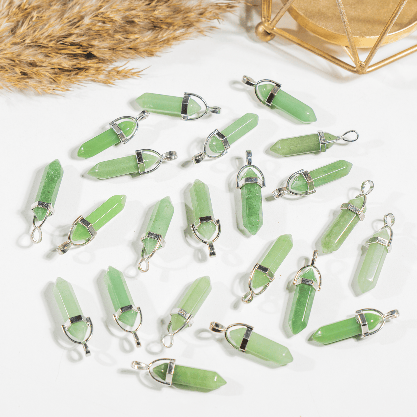 Green Aventurine Crystal Pendant | Double Terminated Crystal Point | Natural Gemstone Jewelry | Pendant Necklace