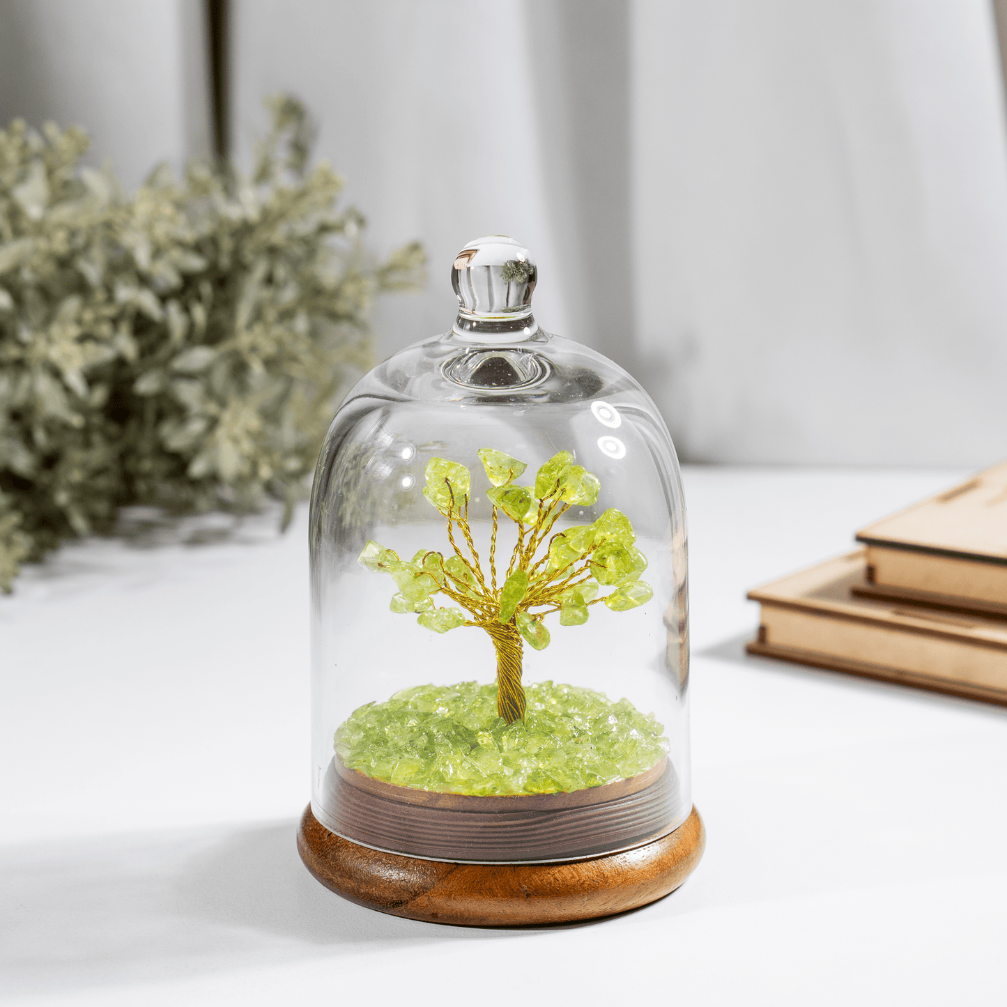 Peridot Dome Tree | Natural Crystal Decor | Feng Shui Tree | Healing Gemstone Bonsai | Home, Office Decor