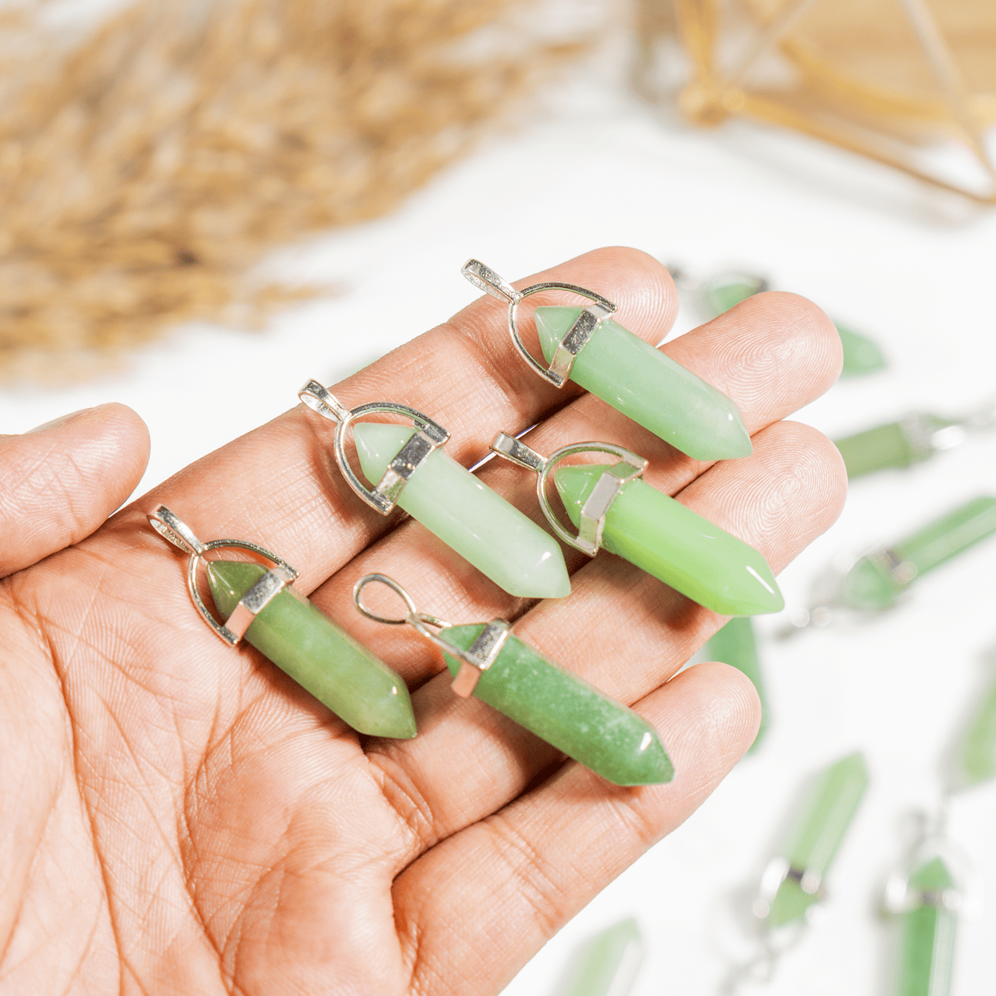Green Aventurine Crystal Pendant | Double Terminated Crystal Point | Natural Gemstone Jewelry | Pendant Necklace