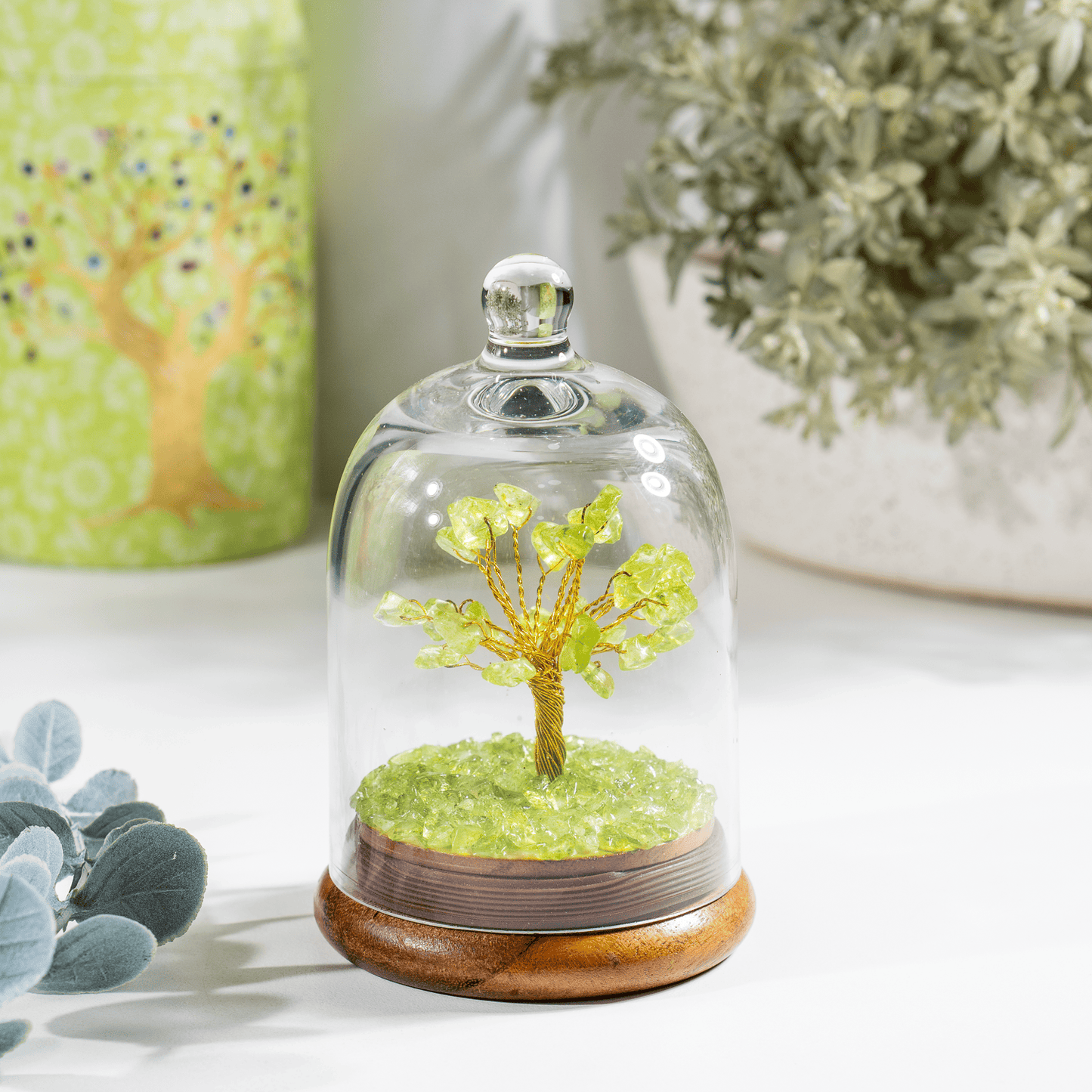 Peridot Dome Tree | Natural Crystal Decor | Feng Shui Tree | Healing Gemstone Bonsai | Home, Office Decor