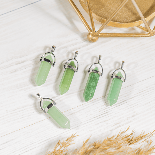 Green Aventurine Crystal Pendant | Double Terminated Crystal Point | Natural Gemstone Jewelry | Pendant Necklace