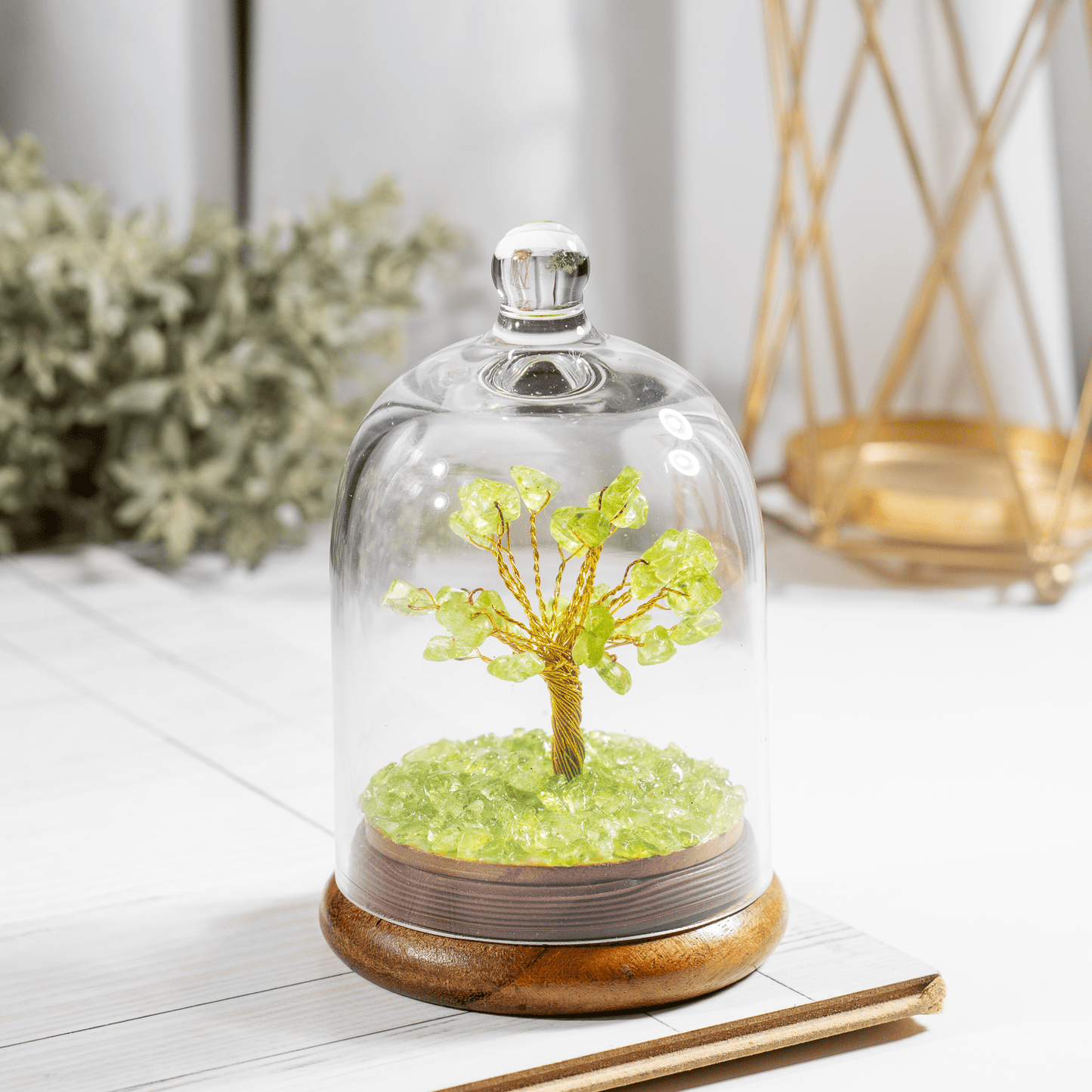 Peridot Dome Tree | Natural Crystal Decor | Feng Shui Tree | Healing Gemstone Bonsai | Home, Office Decor