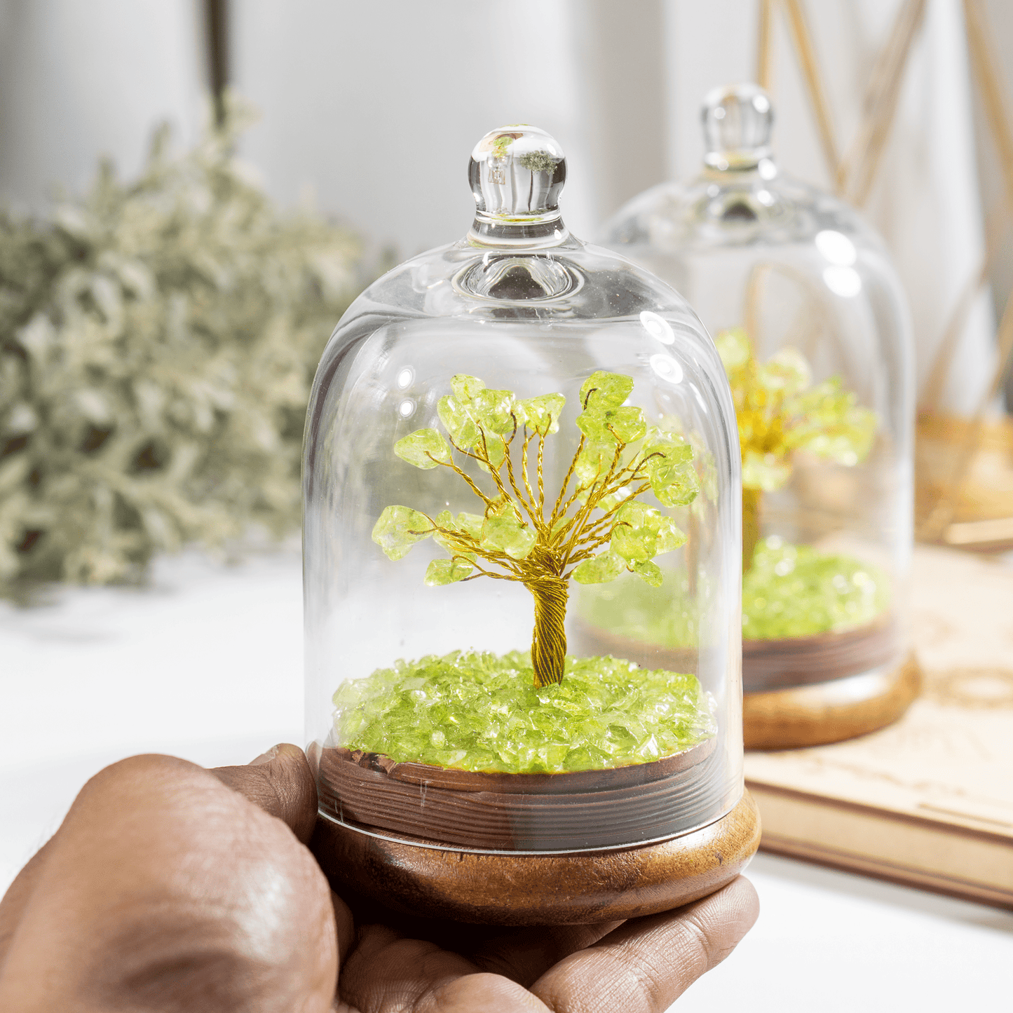 Peridot Dome Tree | Natural Crystal Decor | Feng Shui Tree | Healing Gemstone Bonsai | Home, Office Decor