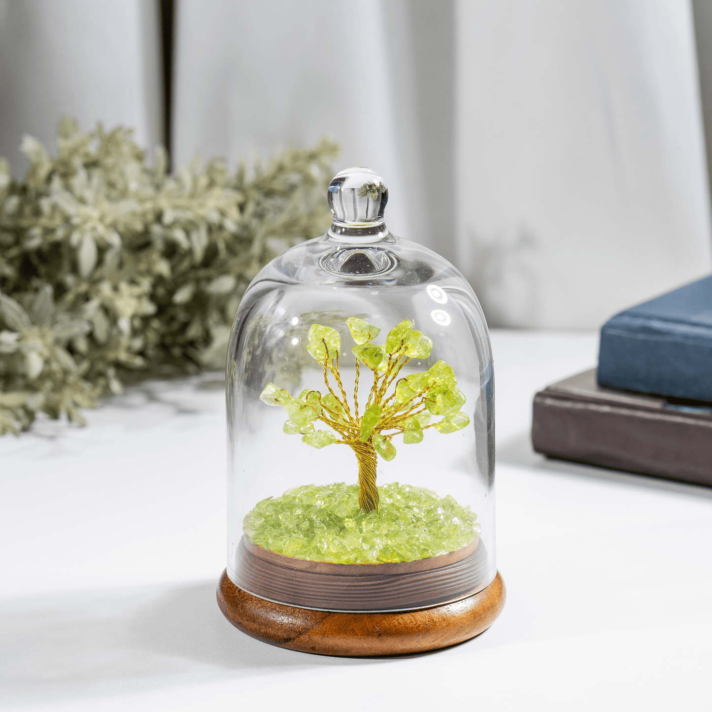 Peridot Dome Tree | Natural Crystal Decor | Feng Shui Tree | Healing Gemstone Bonsai | Home, Office Decor
