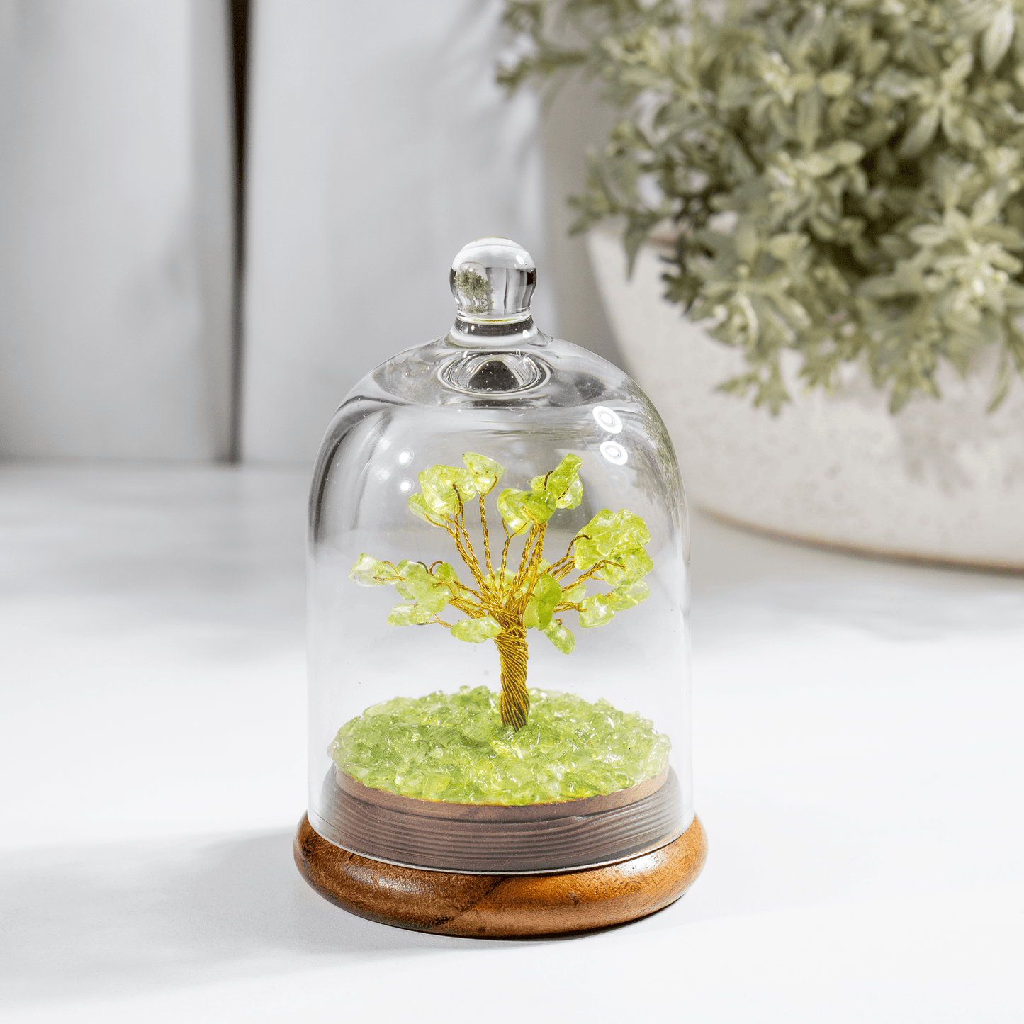 Peridot Dome Tree | Natural Crystal Decor | Feng Shui Tree | Healing Gemstone Bonsai | Home, Office Decor
