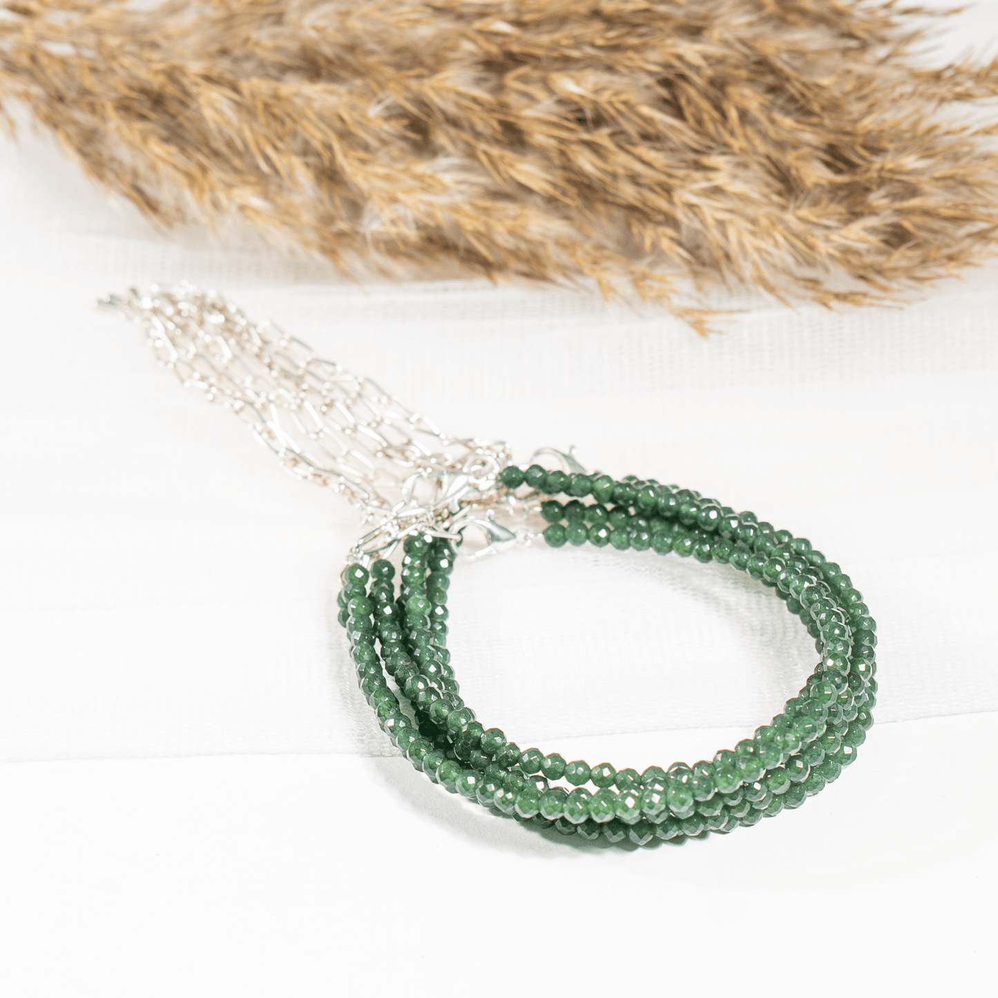 Green jade  Crystal Anklet | Natural Healing Crystal Anklet | Energy Protection & Spiritual Jewelry