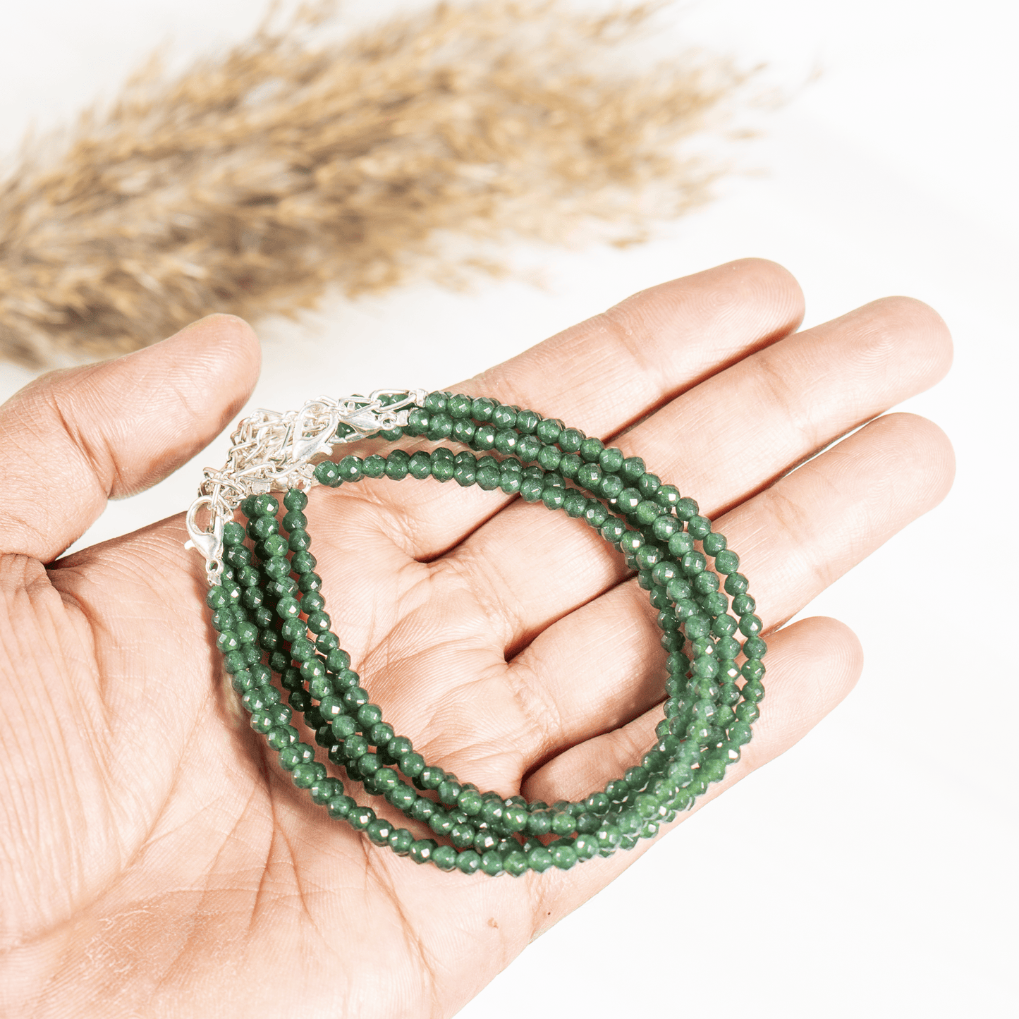 Green jade  Crystal Anklet | Natural Healing Crystal Anklet | Energy Protection & Spiritual Jewelry