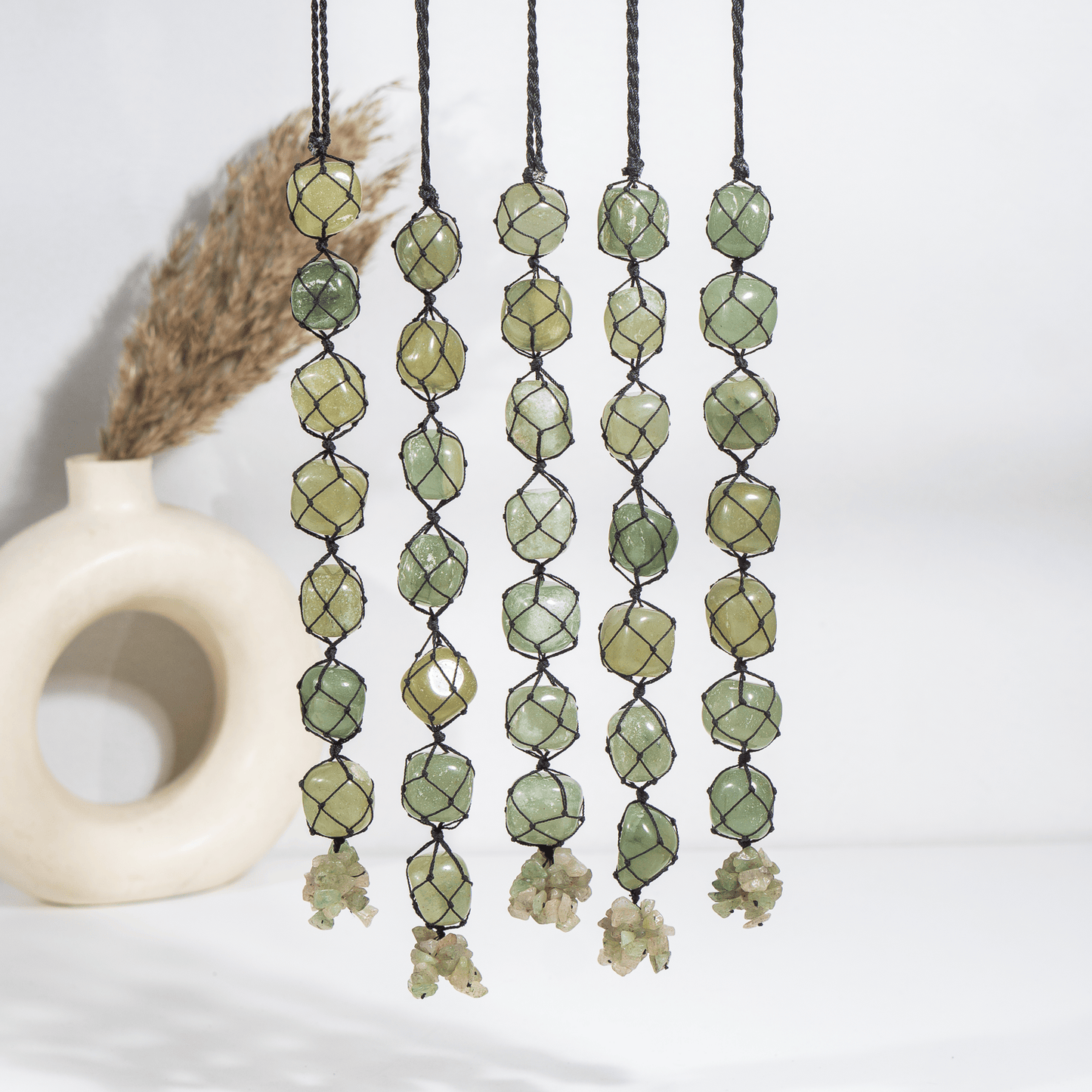 Green Aventurine Tumbled Stone Car Hanger