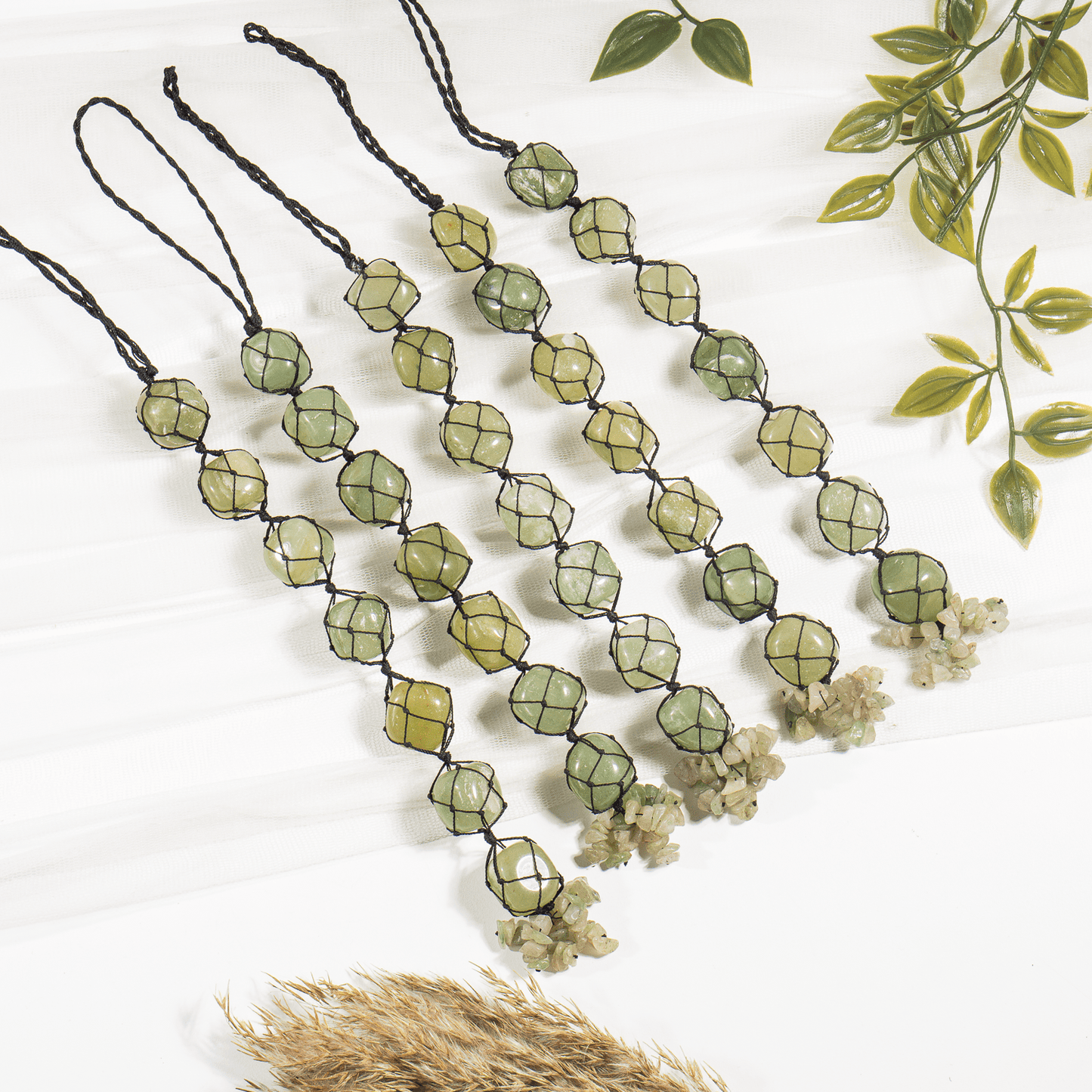 Green Aventurine Tumbled Stone Car Hanger