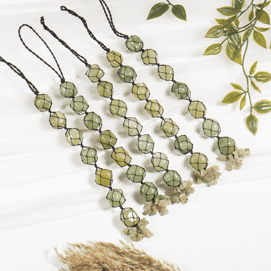 Green Aventurine Tumbled Stone Car Hanger
