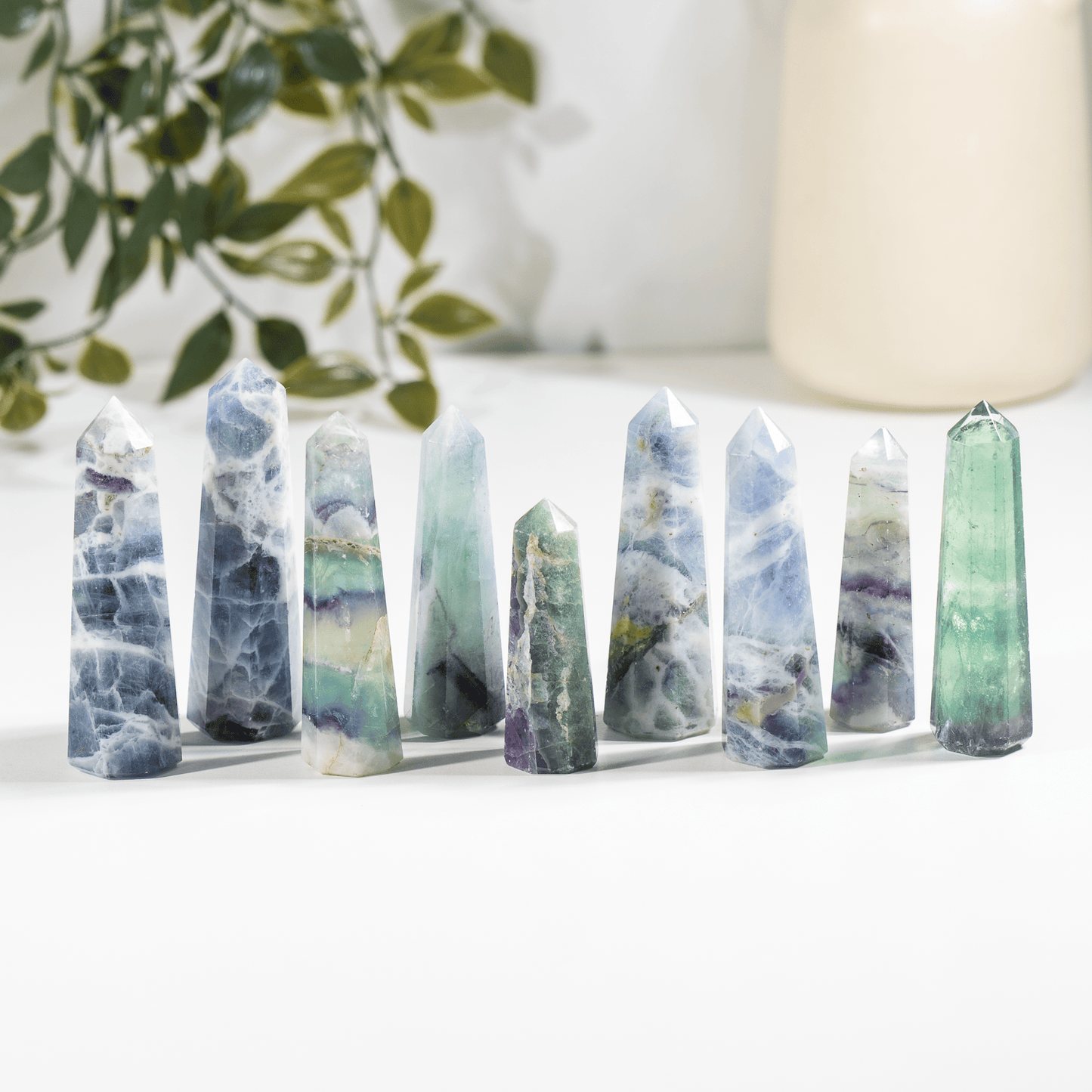 1kg Green Fluorite Obelisk Tower Point (10-12Pcs)