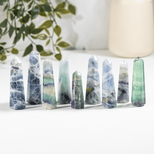 1kg Green Fluorite Obelisk Tower Point (10-12Pcs)