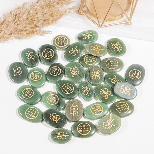 Green Jade Zibu Engraved Stones