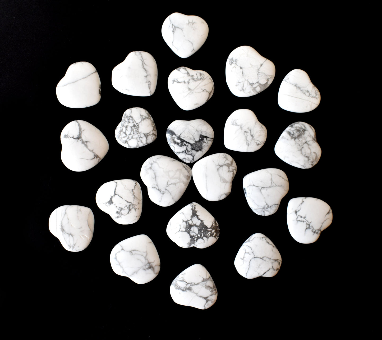 Howlite Heart Crystal, Puffy Mini 1 Inch Pocket Crystal Heart.