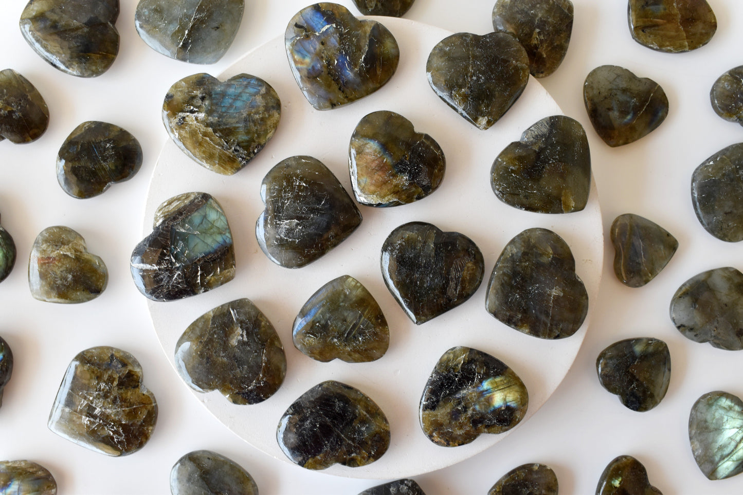 Labradorite Heart Crystal, Puffy Mini 1 Inch Pocket Crystal Heart