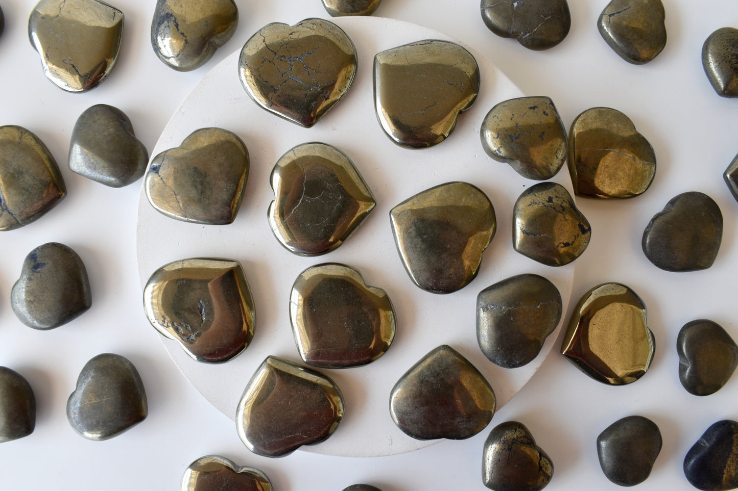 Pyrite Heart Crystal, Puffy Mini 1 Inch Pocket Crystal Heart