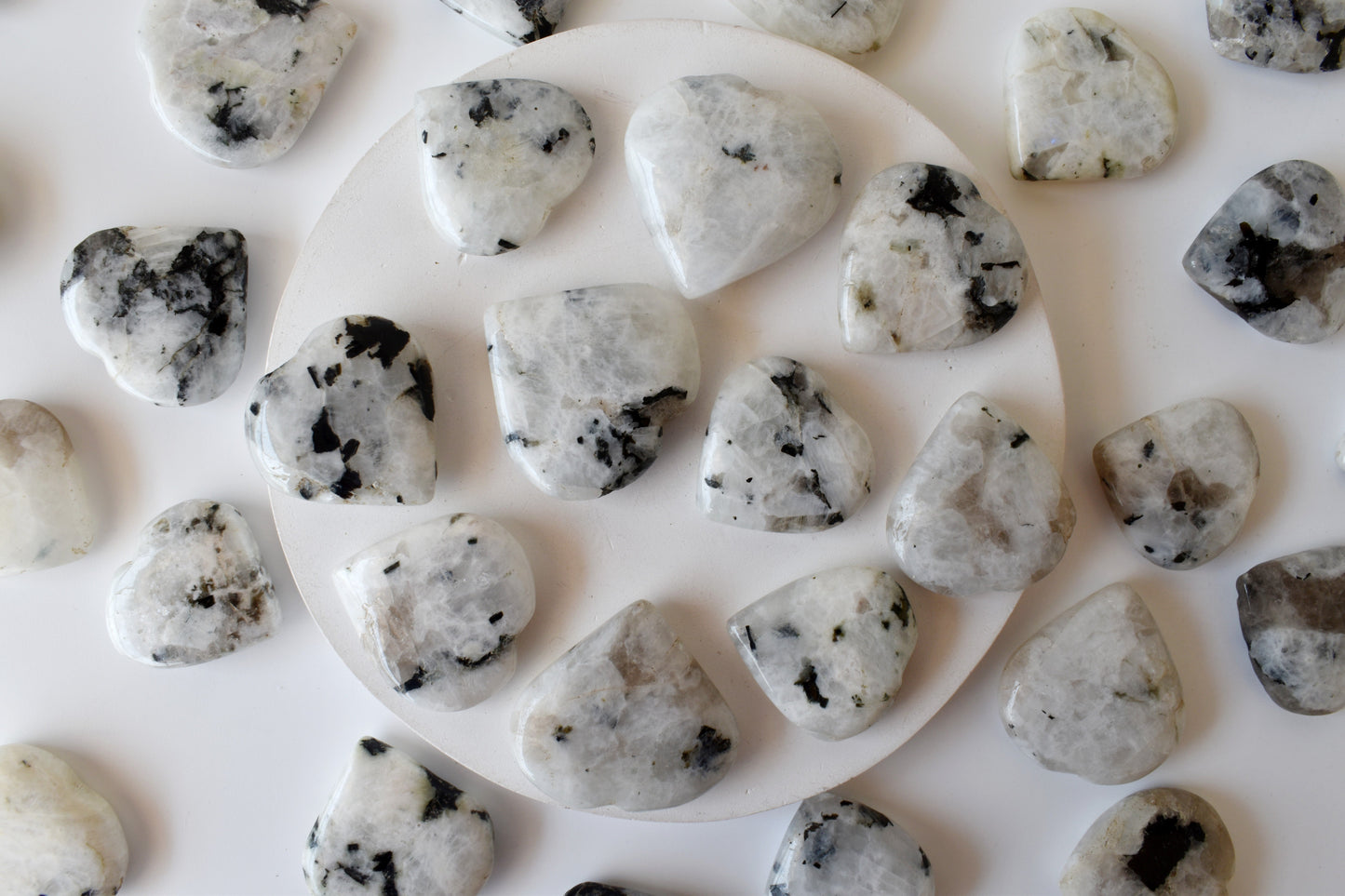 Rainbow Moonstone Heart Crystal, Puffy Mini 1 Inch Pocket Crystal Heart