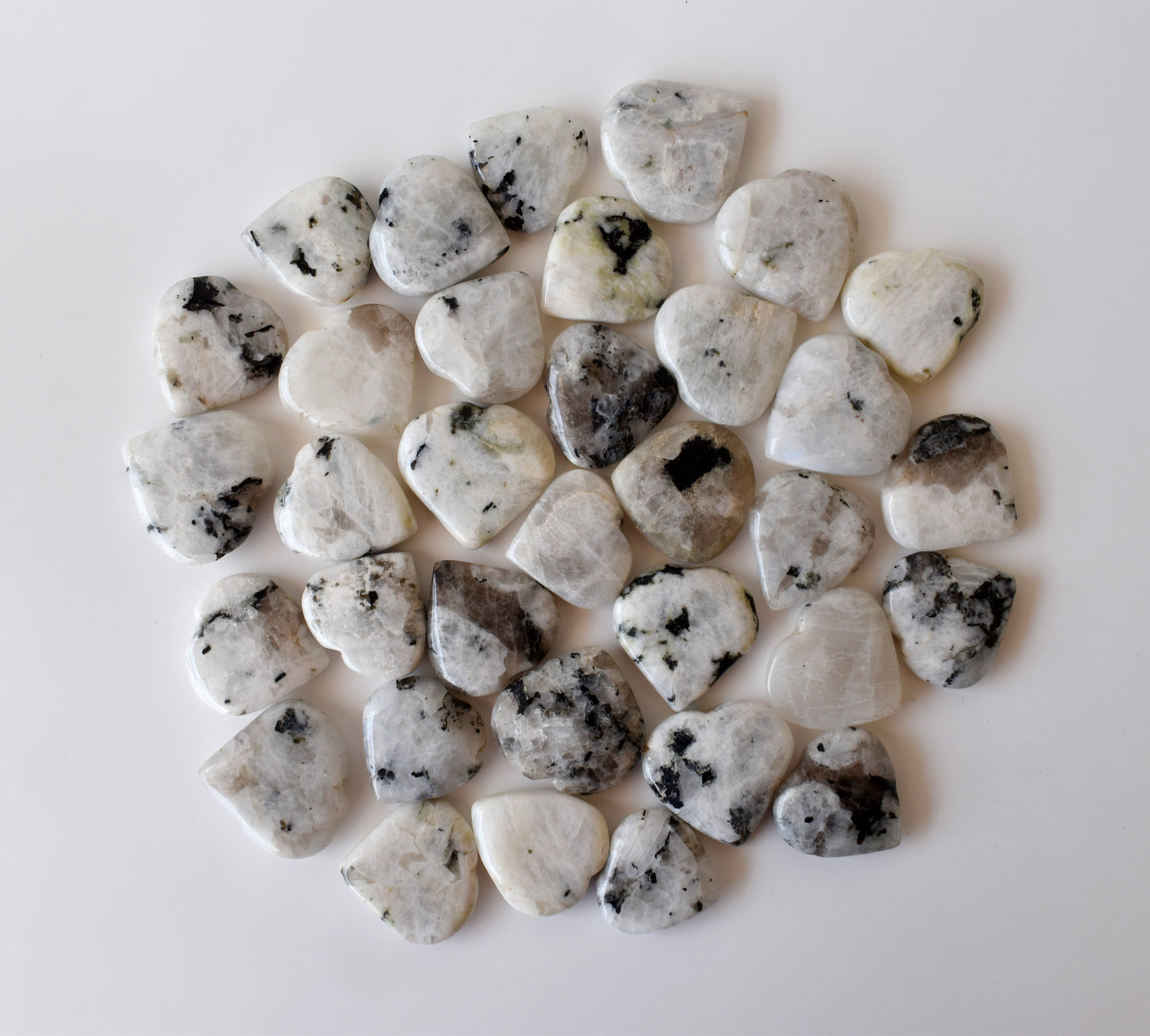 Rainbow Moonstone Heart Crystal, Puffy Mini 1 Inch Pocket Crystal Heart