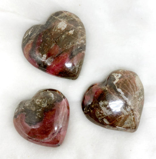 1kg Rhodonite Heart Crystals (2 inch)