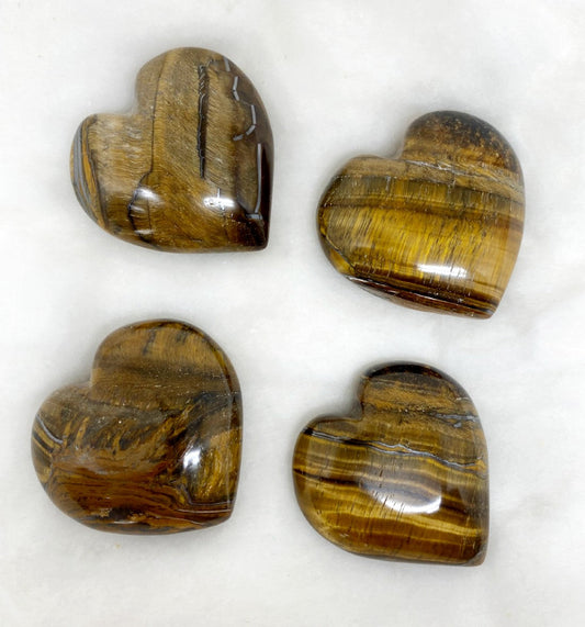 1kg Tiger Eye Heart Crystals (2 inch)
