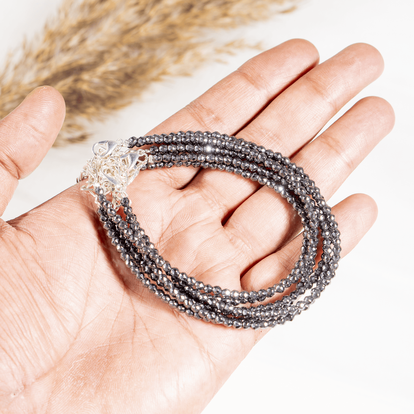 Hematite  Crystal Anklet | Natural Healing Crystal Anklet | Energy Protection & Spiritual Jewelry