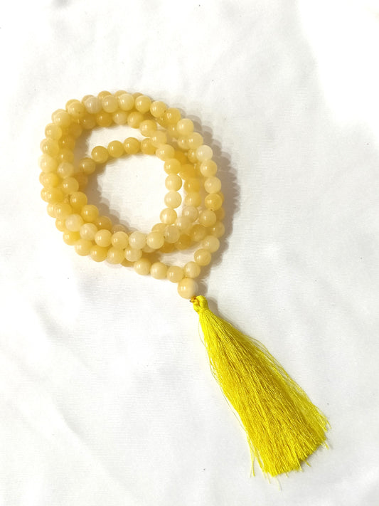 Honey Calcite | Gemstone Mala | 108 Prayer Bead Mala | Prayer Mala