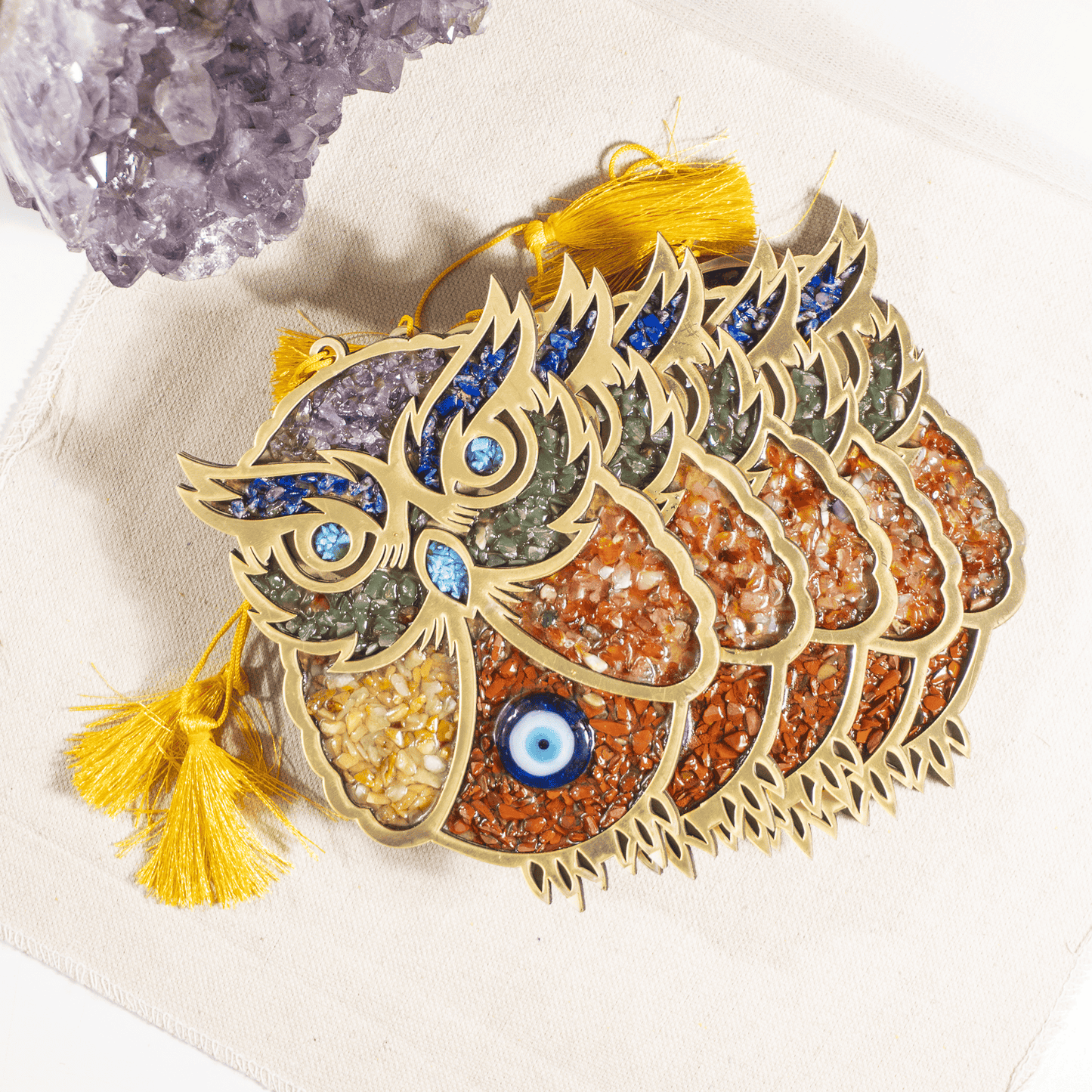 Home Protection Charm | Owl Wall Hanging | Crystal Hanging Decor | Spiritual Home Protection Ornament | Boho Wall Decor