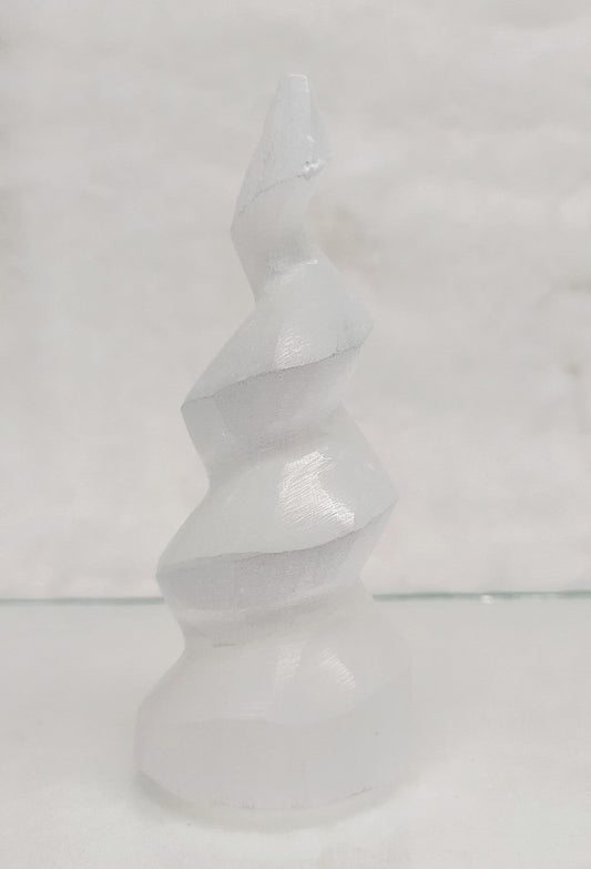 Polished Selenite Spiral Point, Selenite Crystal Spiral Tower