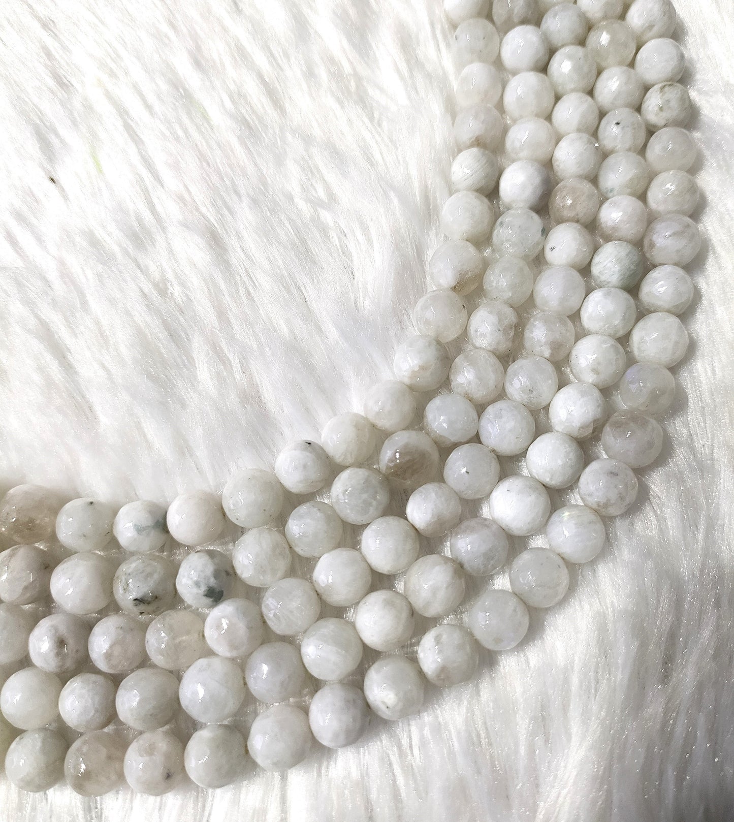 White Rainbow Moonstone Faceted Beads | Crystal Beads for Jewelry