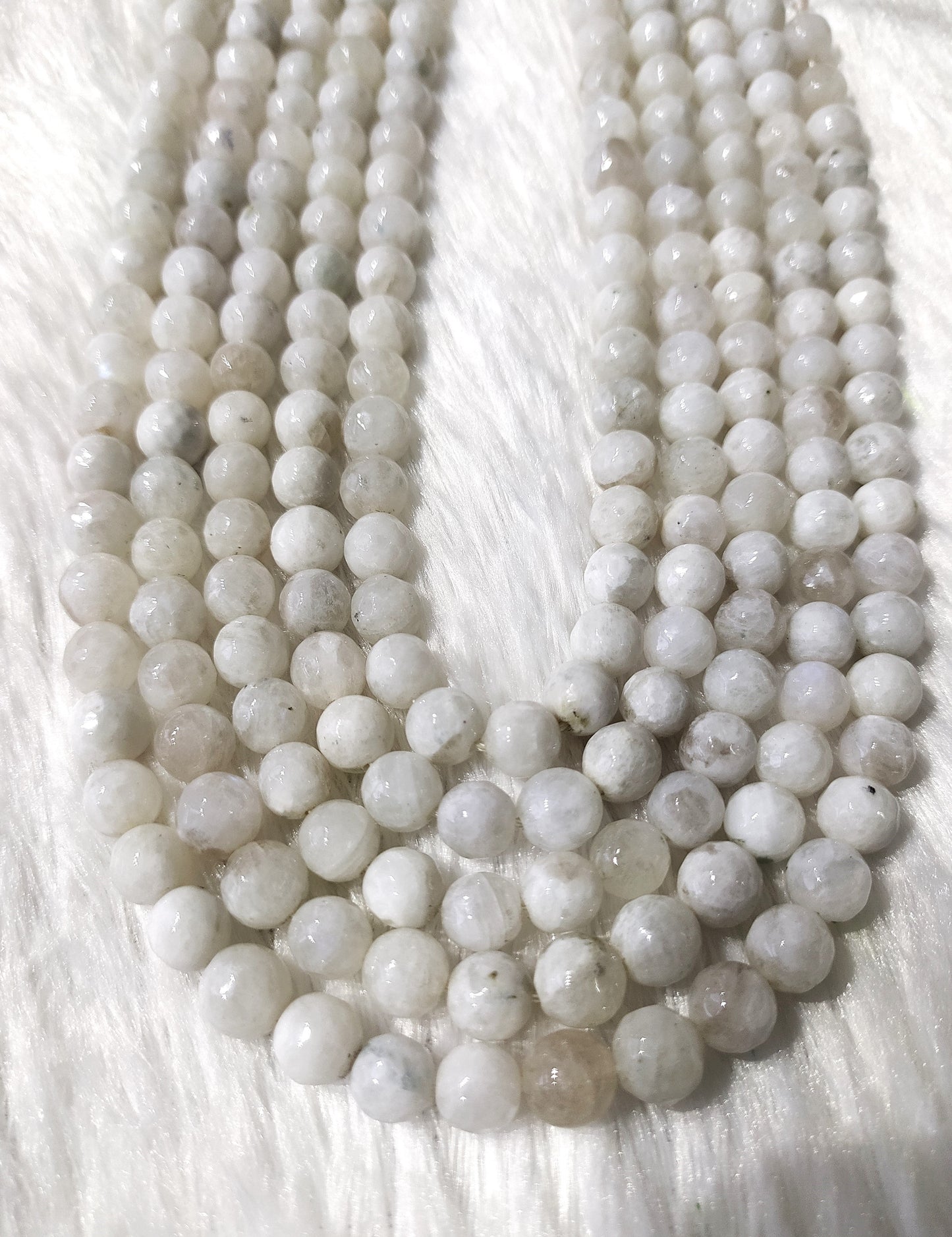 White Rainbow Moonstone Faceted Beads | Crystal Beads for Jewelry