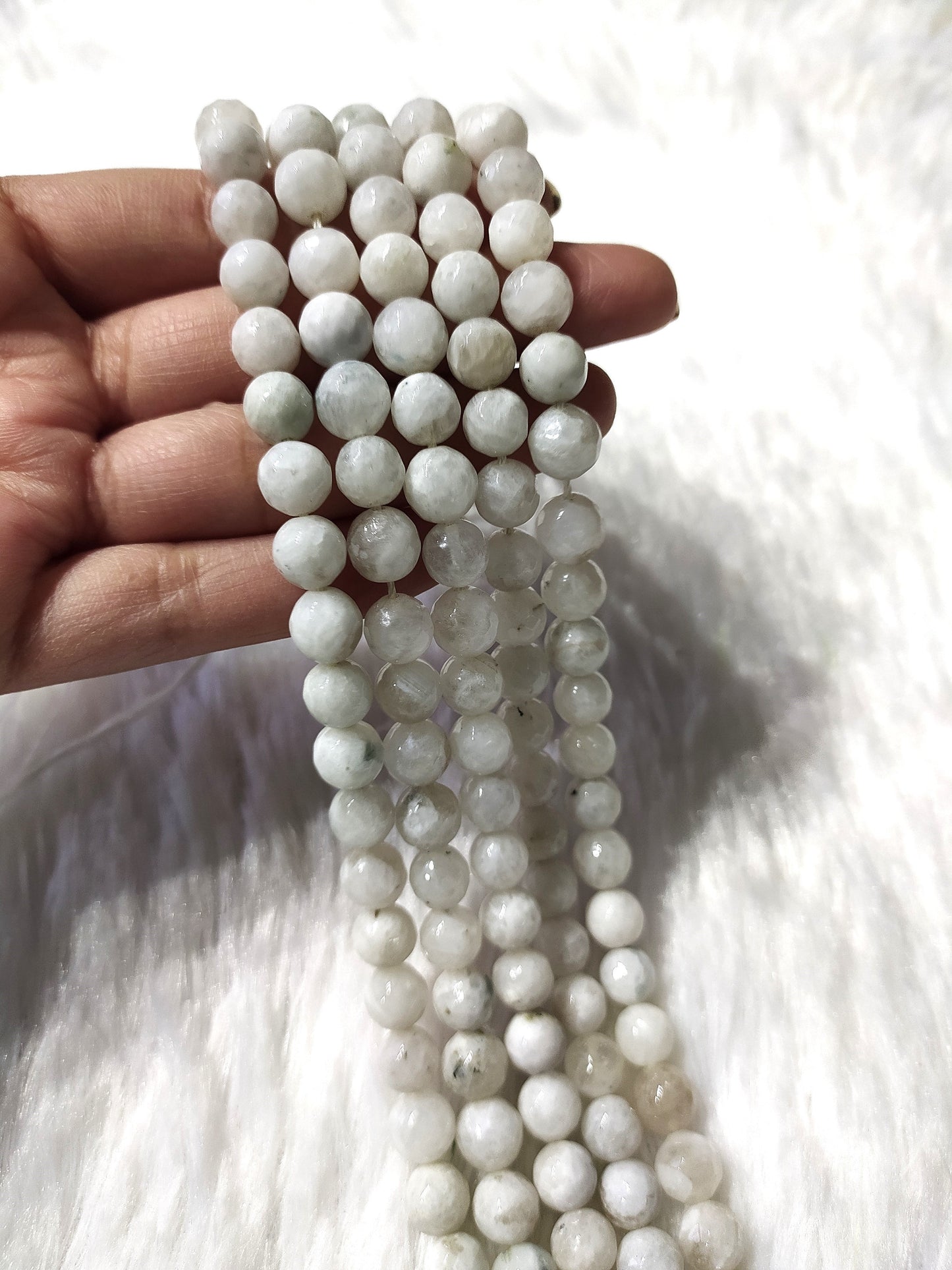 White Rainbow Moonstone Faceted Beads | Crystal Beads for Jewelry