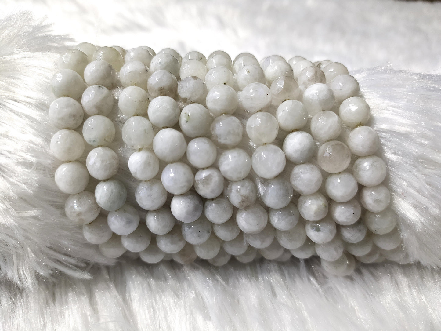White Rainbow Moonstone Faceted Beads | Crystal Beads for Jewelry