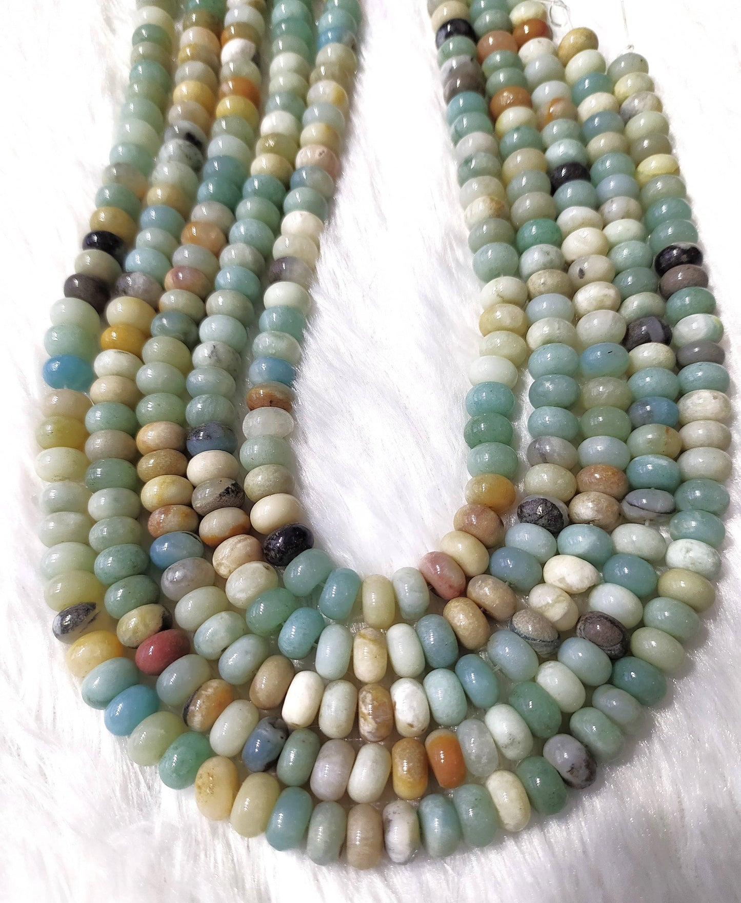 Multi Amazonite Rondelle Beads | Crystal Beads for Jewelry