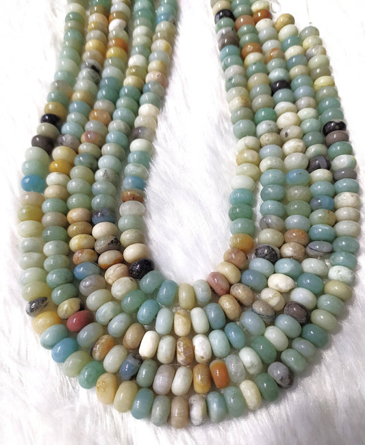 Multi Amazonite Rondelle Beads | Crystal Beads for Jewelry